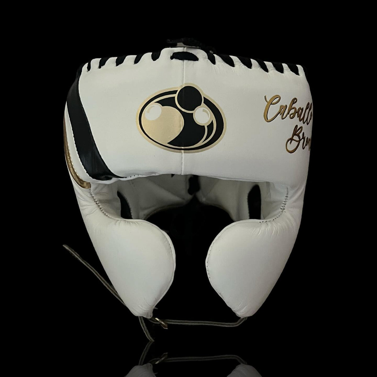 Customizable White/Gold/Black Grant Boxing Sets With Cheeks Head Guard and Groin Guard Protector