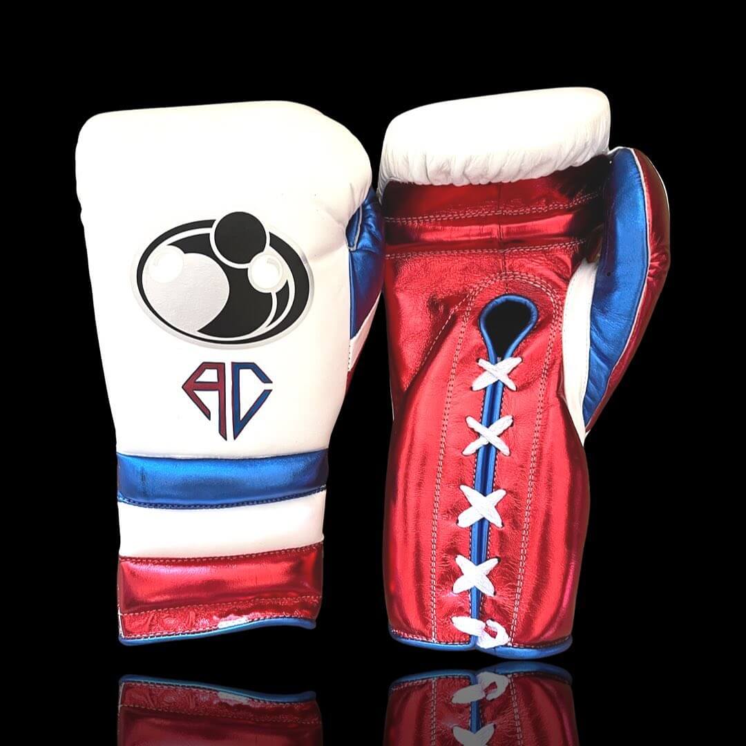 Customizable White/Red/Blue Grant Boxing Sets With Cheeks Head Guard and Groin Guard Protector