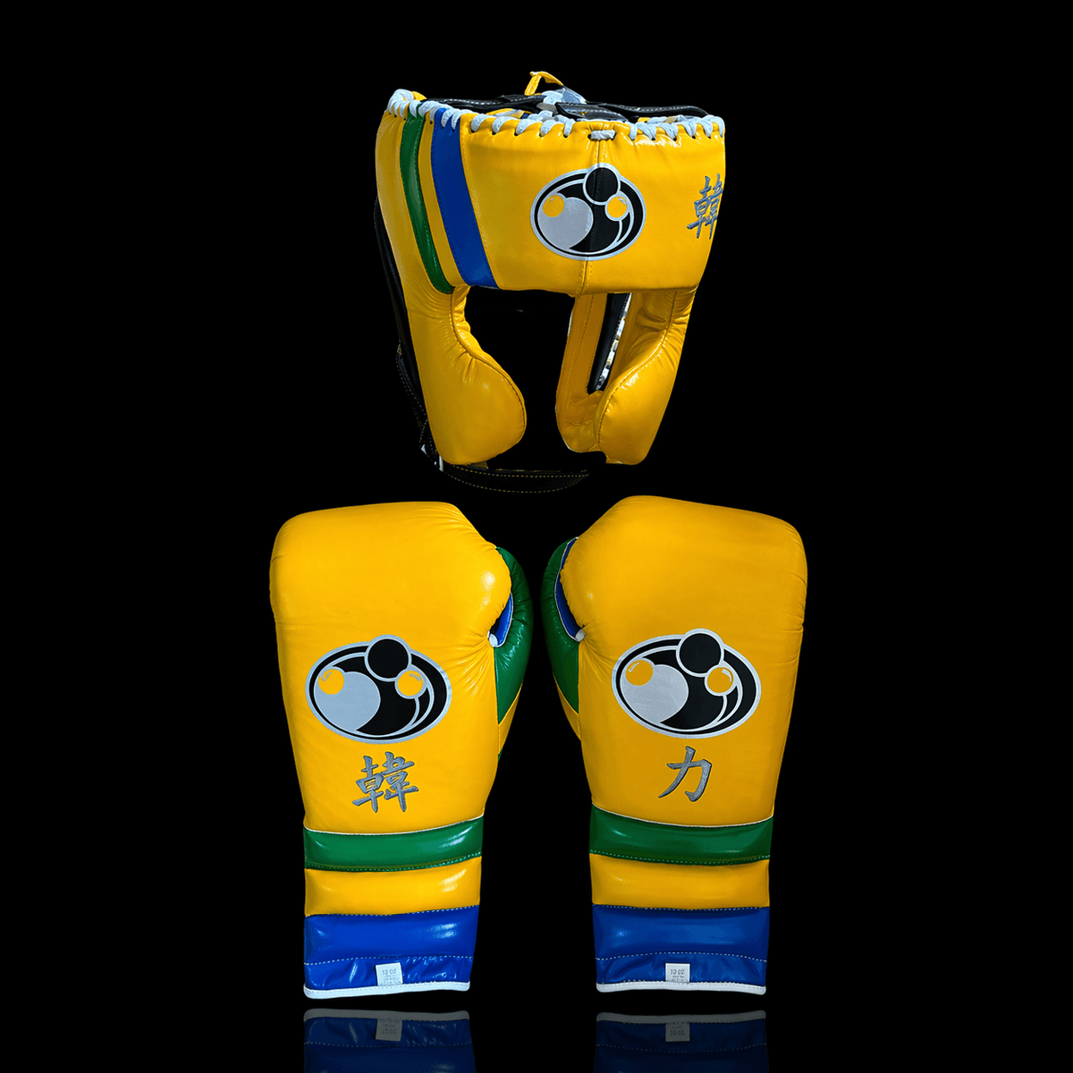 Customizable Yellow/Blue/Green/Black Grant Boxing Sets With Cheeks Head Guard and Groin Guard Protector