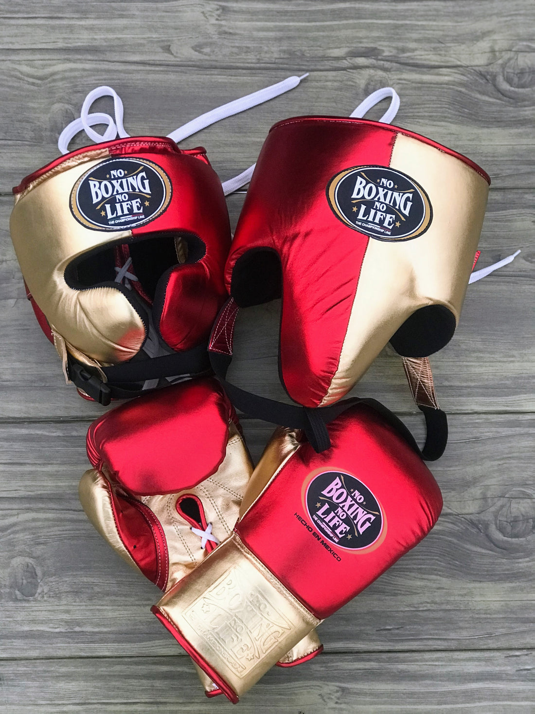 Customizable Red and Gold No Boxing No Life Boxing Sets With Cheeks Head Guard