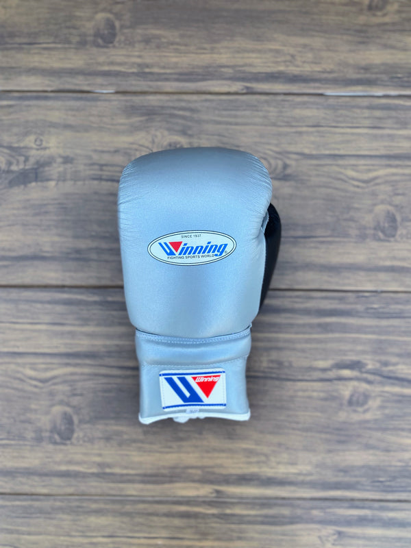 Customizable Silver and Black Winning Boxing Sets With Cheeks Head Guard
