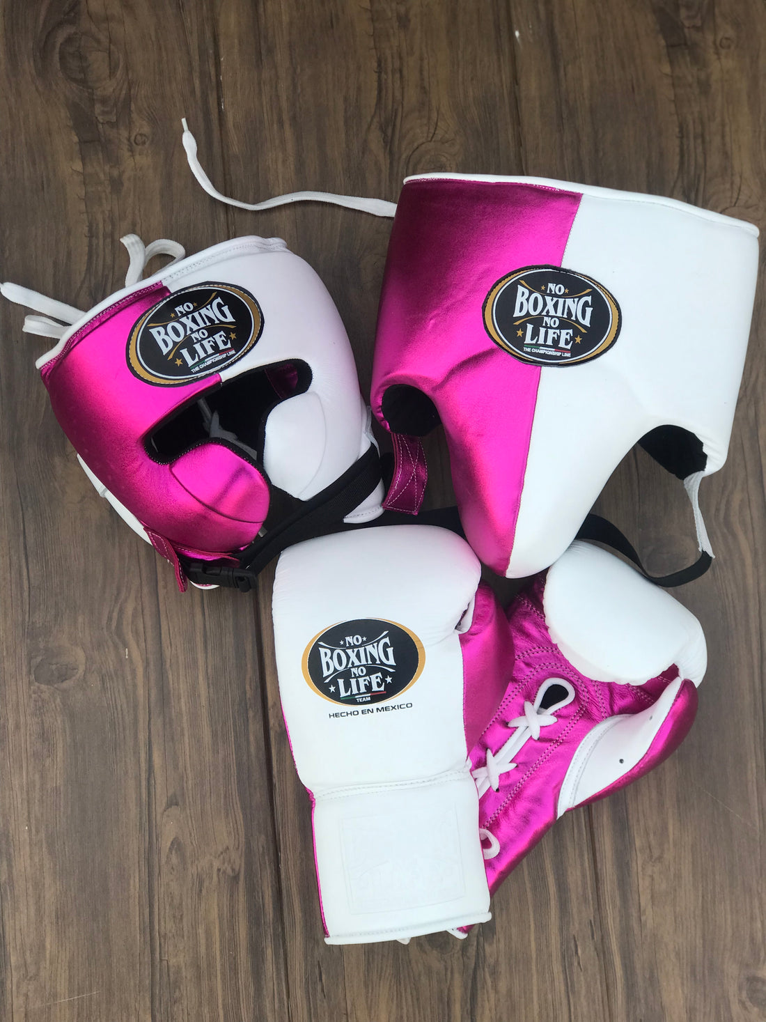 Customizable White and Pink No Boxing No Life Boxing Set, No Boxing No Life Lace Up Boxing Gloves, Christmas Gift for Men's and Women's, Thanksgiving Gifts for Him and Her