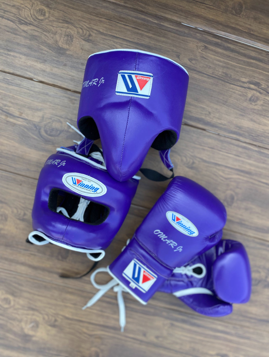 Customizable Blue Winning Boxing Sets With Nose Bar Head Guard