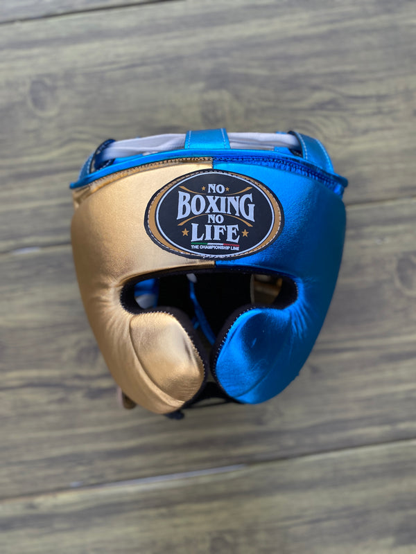 Customizable Blue and Gold No Boxing No Life Boxing Sets With Cheeks Head Guard