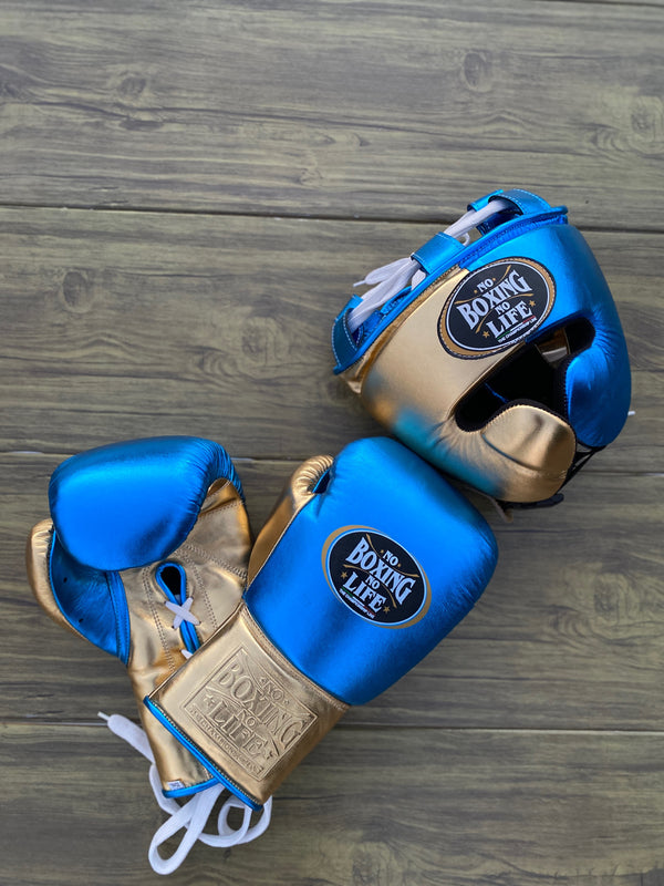 Customizable Blue and Gold No Boxing No Life Boxing Sets With Cheeks Head Guard
