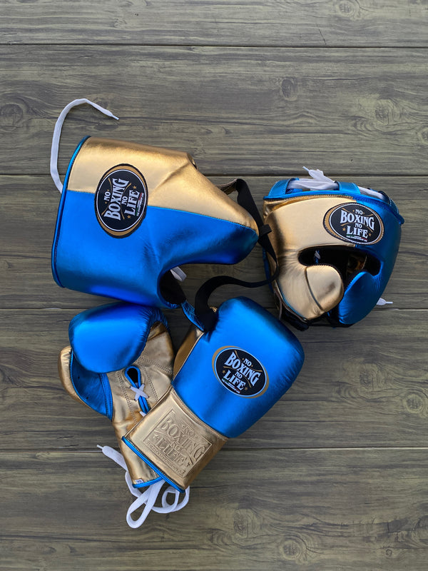 Customizable Blue and Gold No Boxing No Life Boxing Sets With Cheeks Head Guard