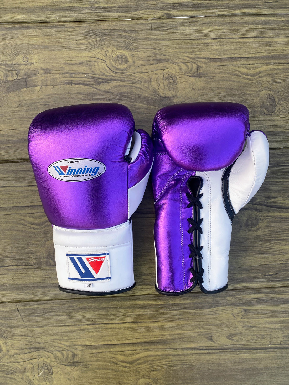 Customizable Purple and White Winning Boxing Sets With Cheeks Head Guard
