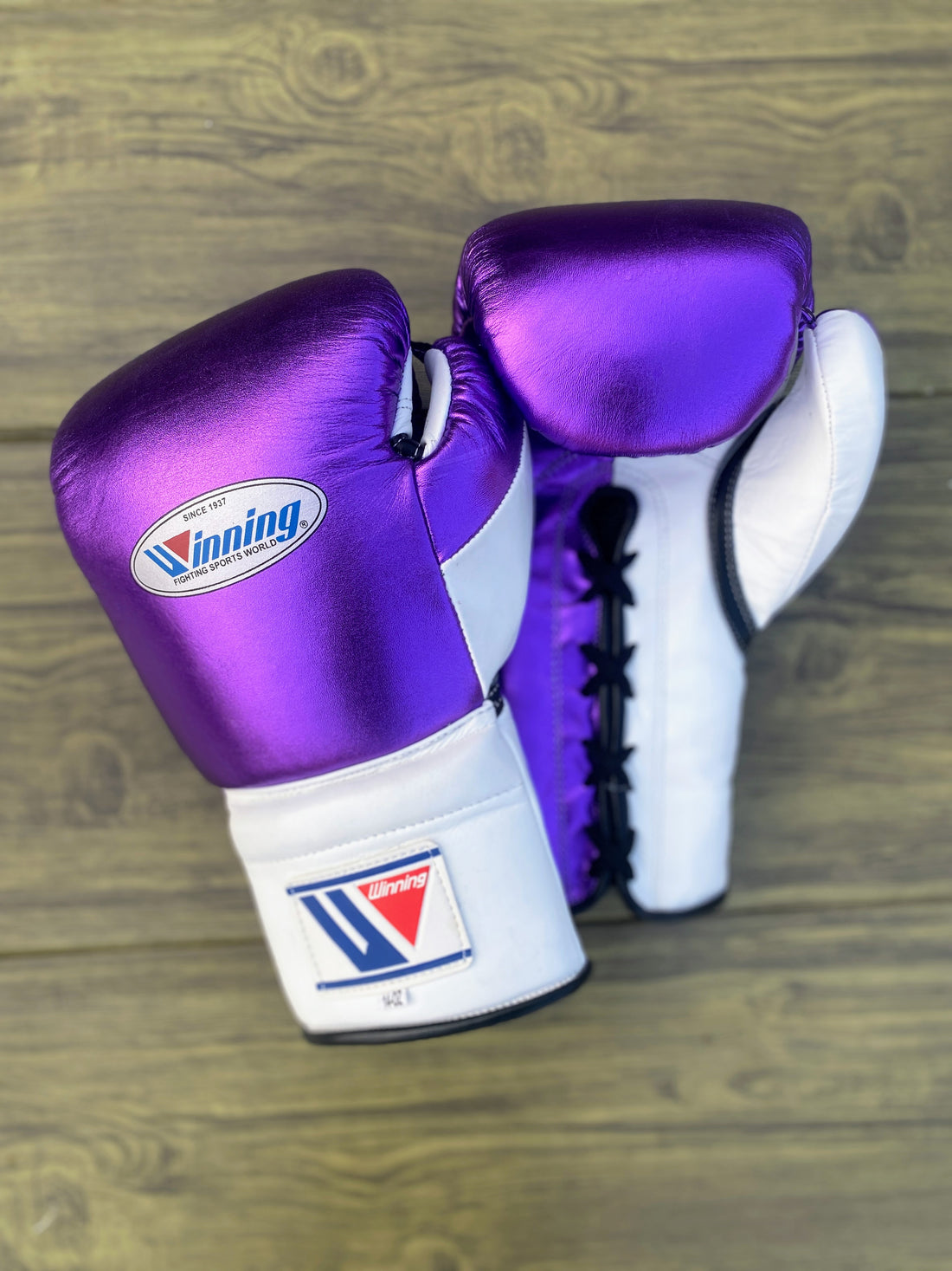 Customizable Purple and White Winning Boxing Sets With Cheeks Head Guard