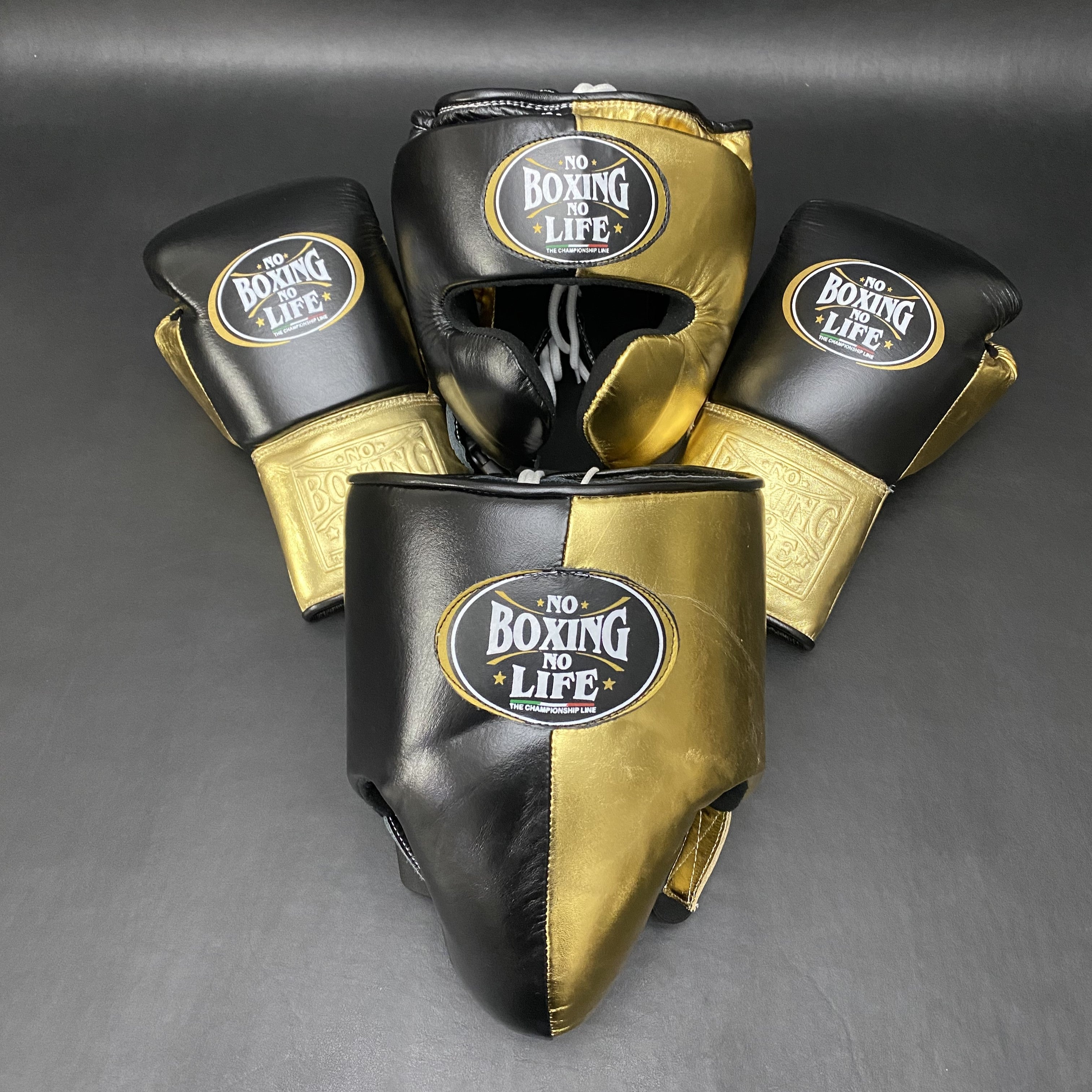 Customizable Black and Gold No Boxing No Life Boxing Set With Cheeks Head Guard