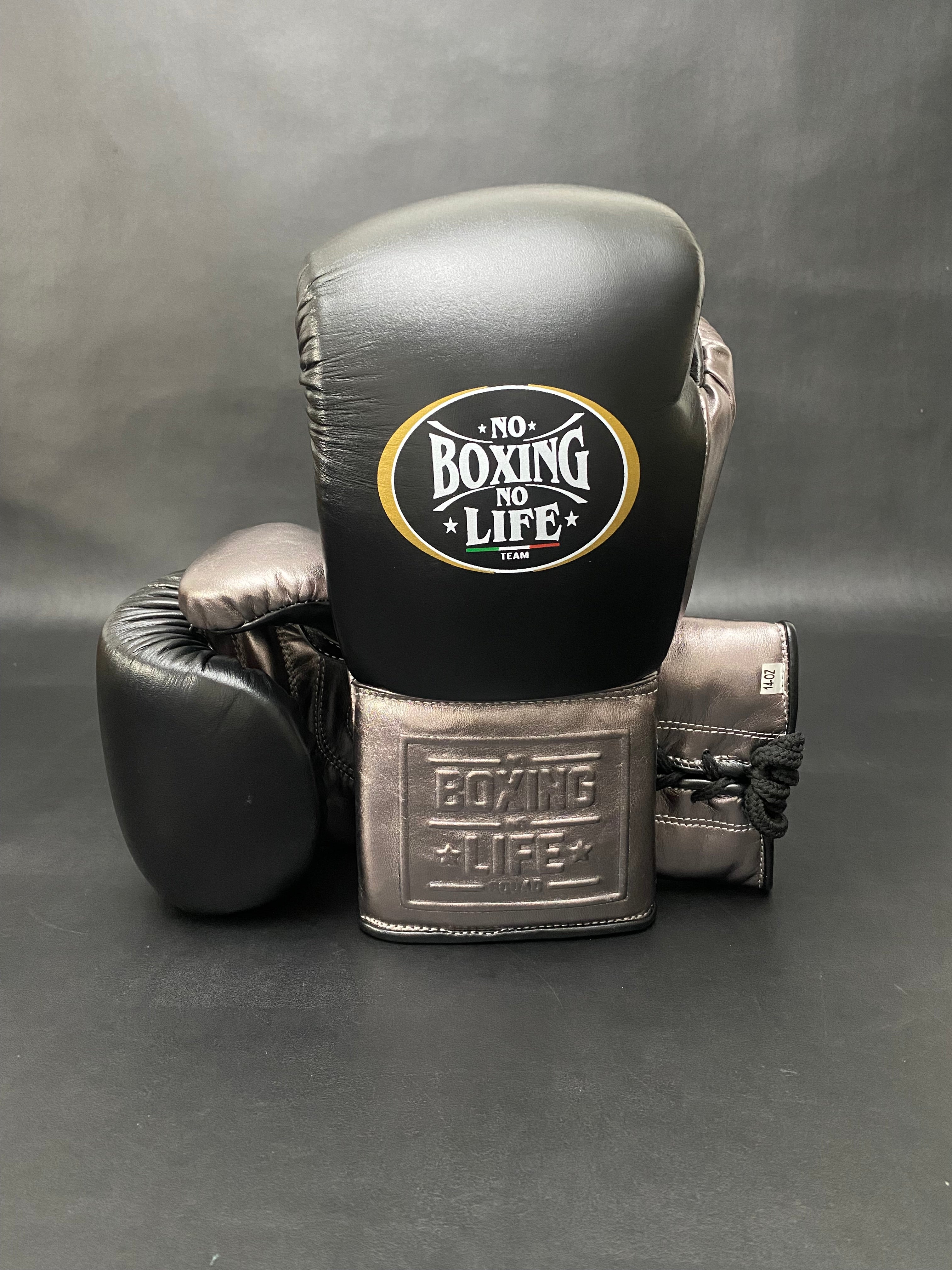 Customizable Black and Tan No Boxing No Life Boxing Gloves, No Boxing No Life Lace Up Boxing Gloves