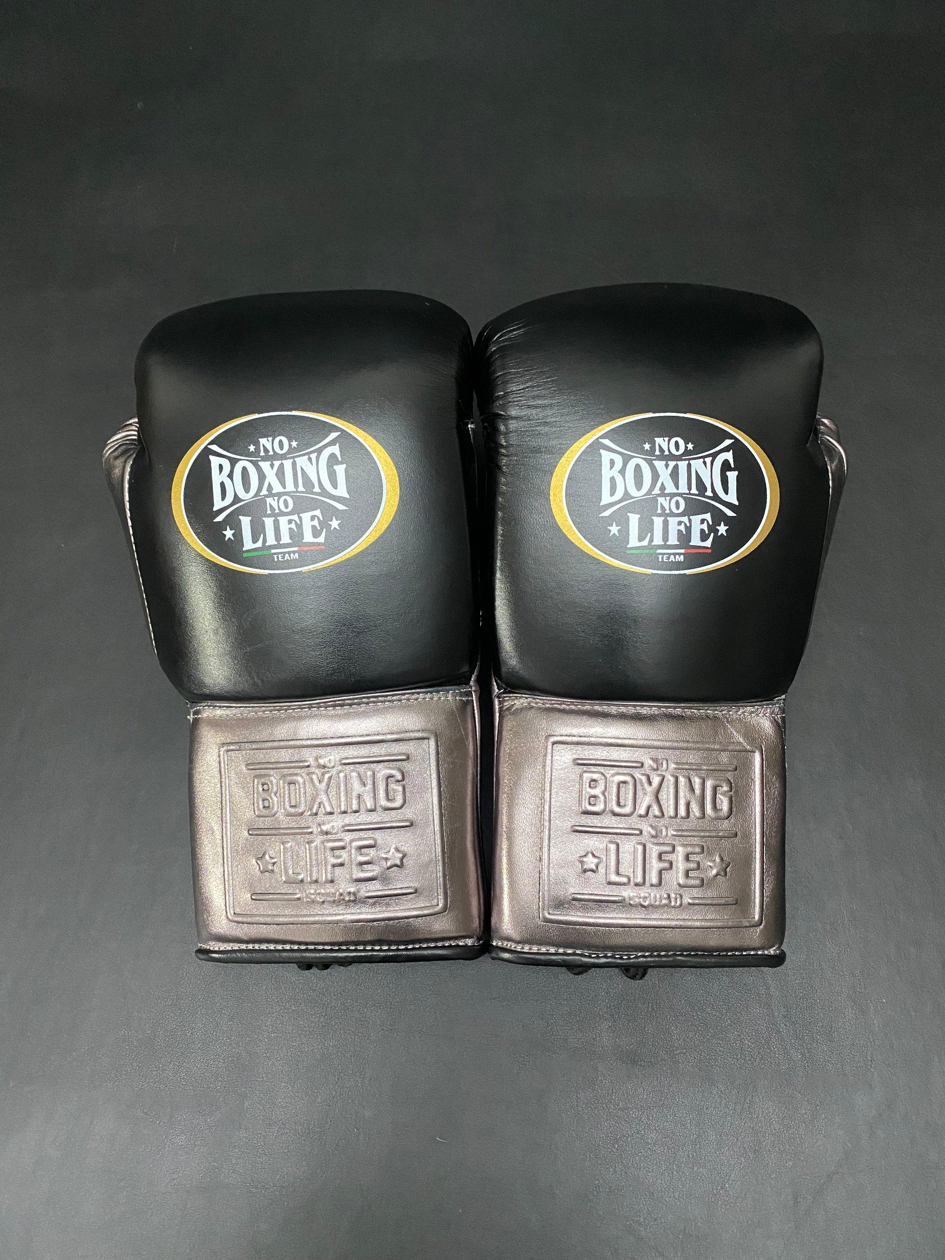 Customizable Black and Tan No Boxing No Life Boxing Gloves, No Boxing No Life Lace Up Boxing Gloves