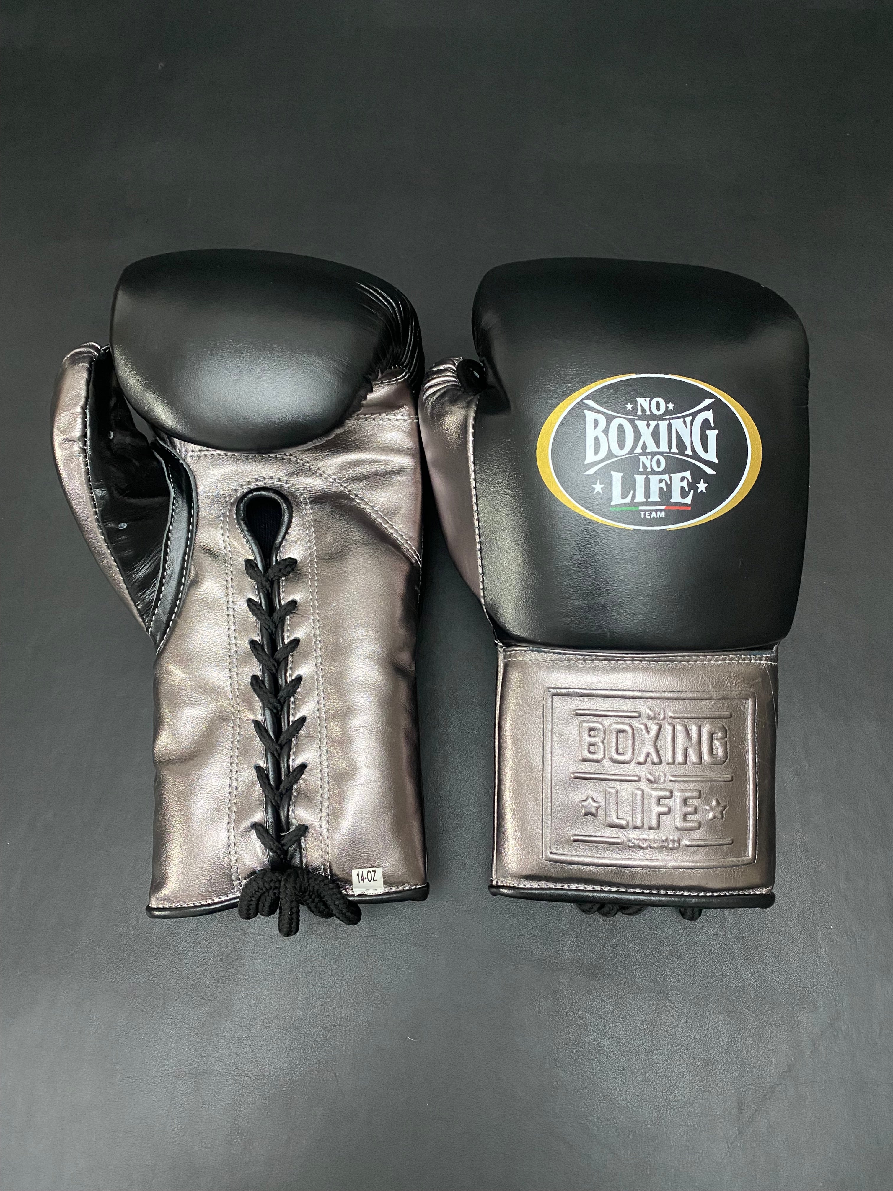 Customizable Black and Tan No Boxing No Life Boxing Gloves, No Boxing No Life Lace Up Boxing Gloves