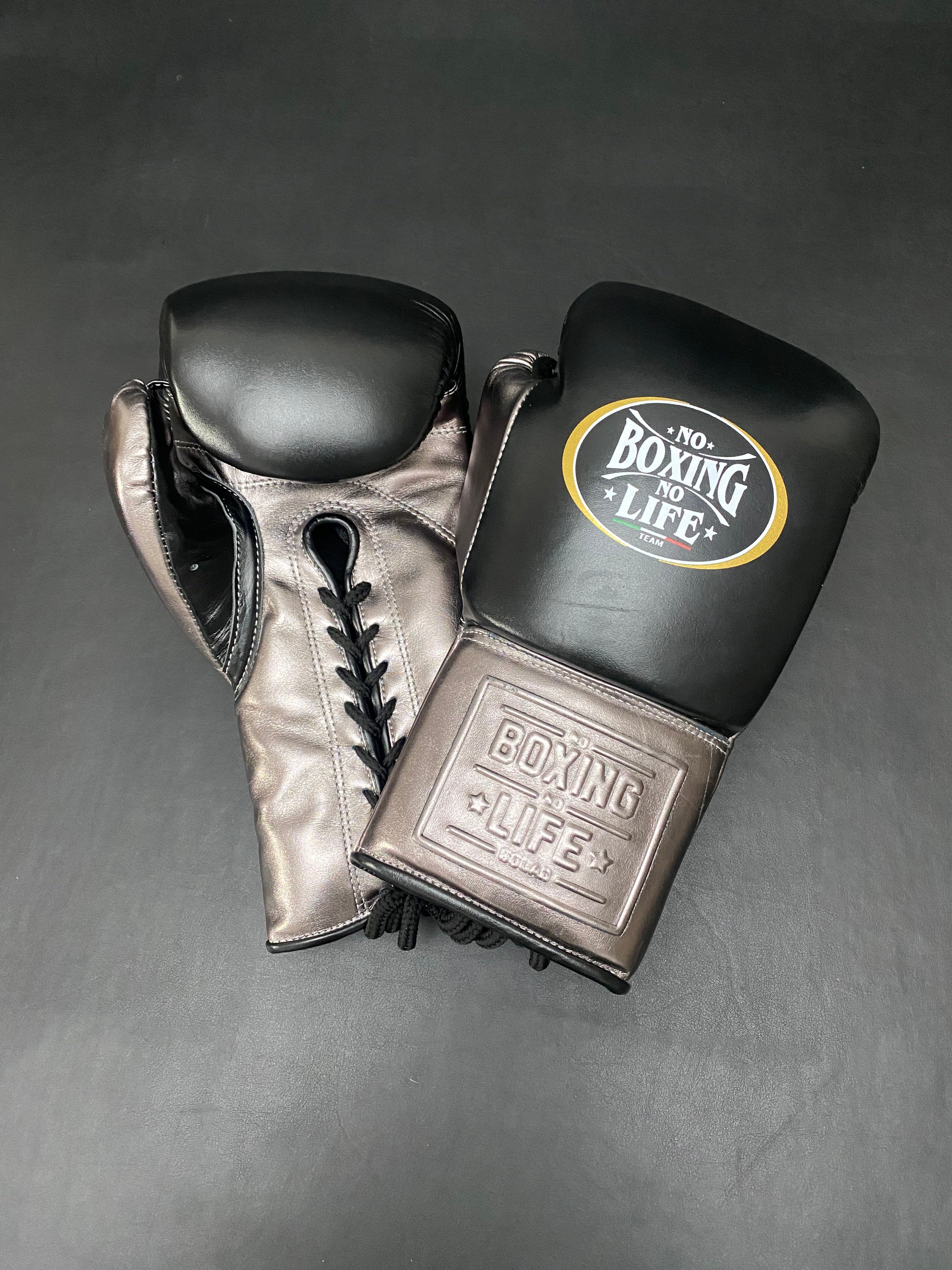 Customizable Black and Tan No Boxing No Life Boxing Gloves, No Boxing No Life Lace Up Boxing Gloves
