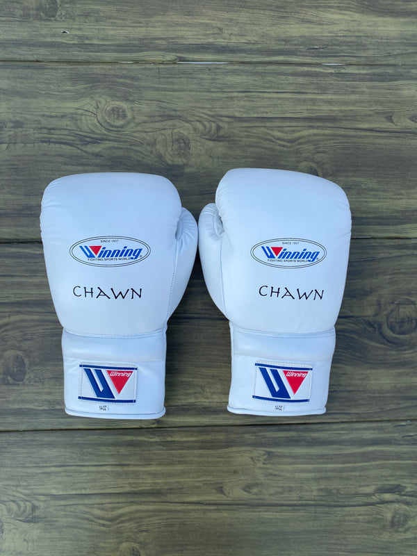 Customizable White and Black Winning Boxing Sets With Cheeks Head Guard