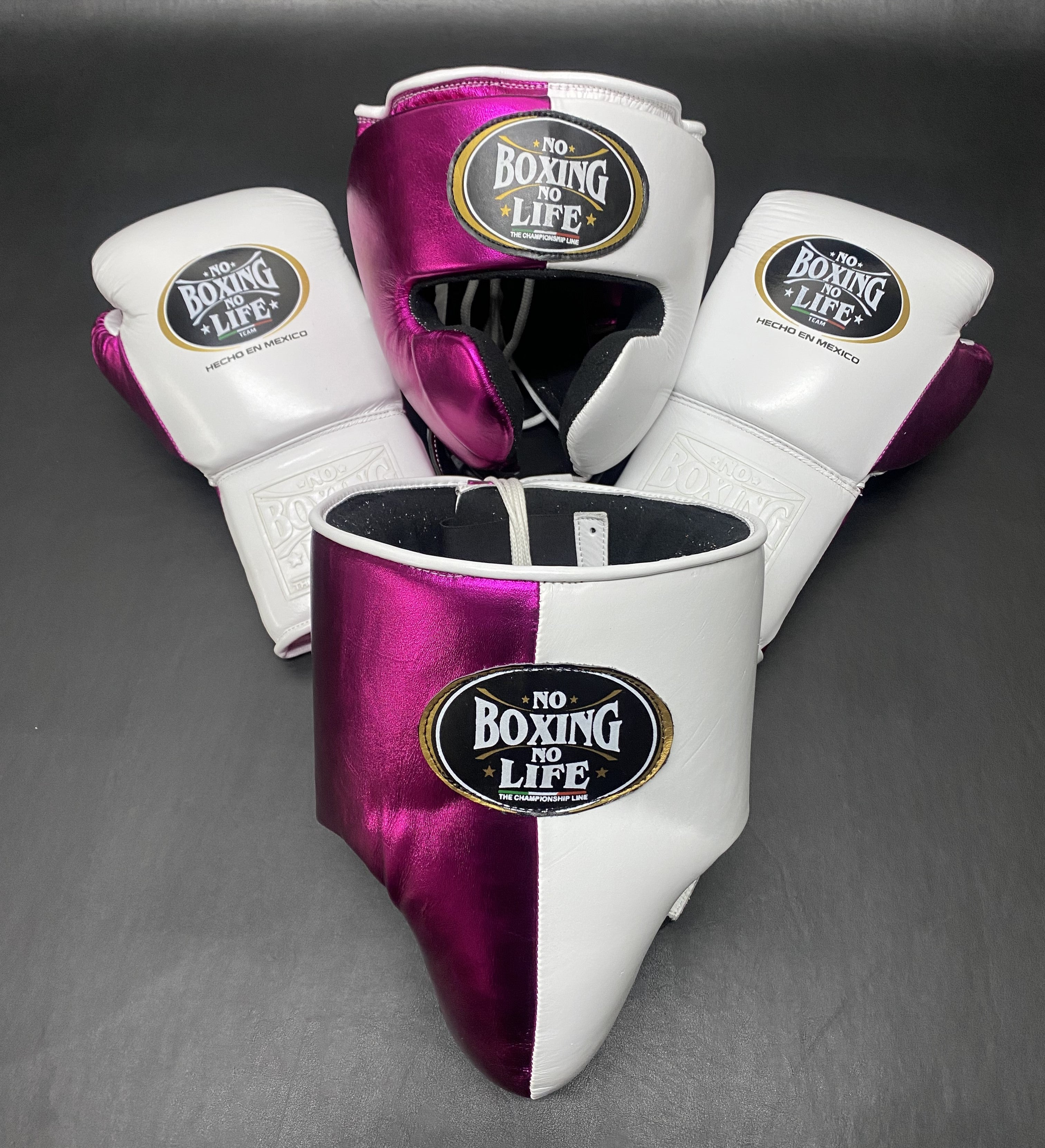 Customizable White and Pink No Boxing No Life Boxing Set With Cheeks Head Guard