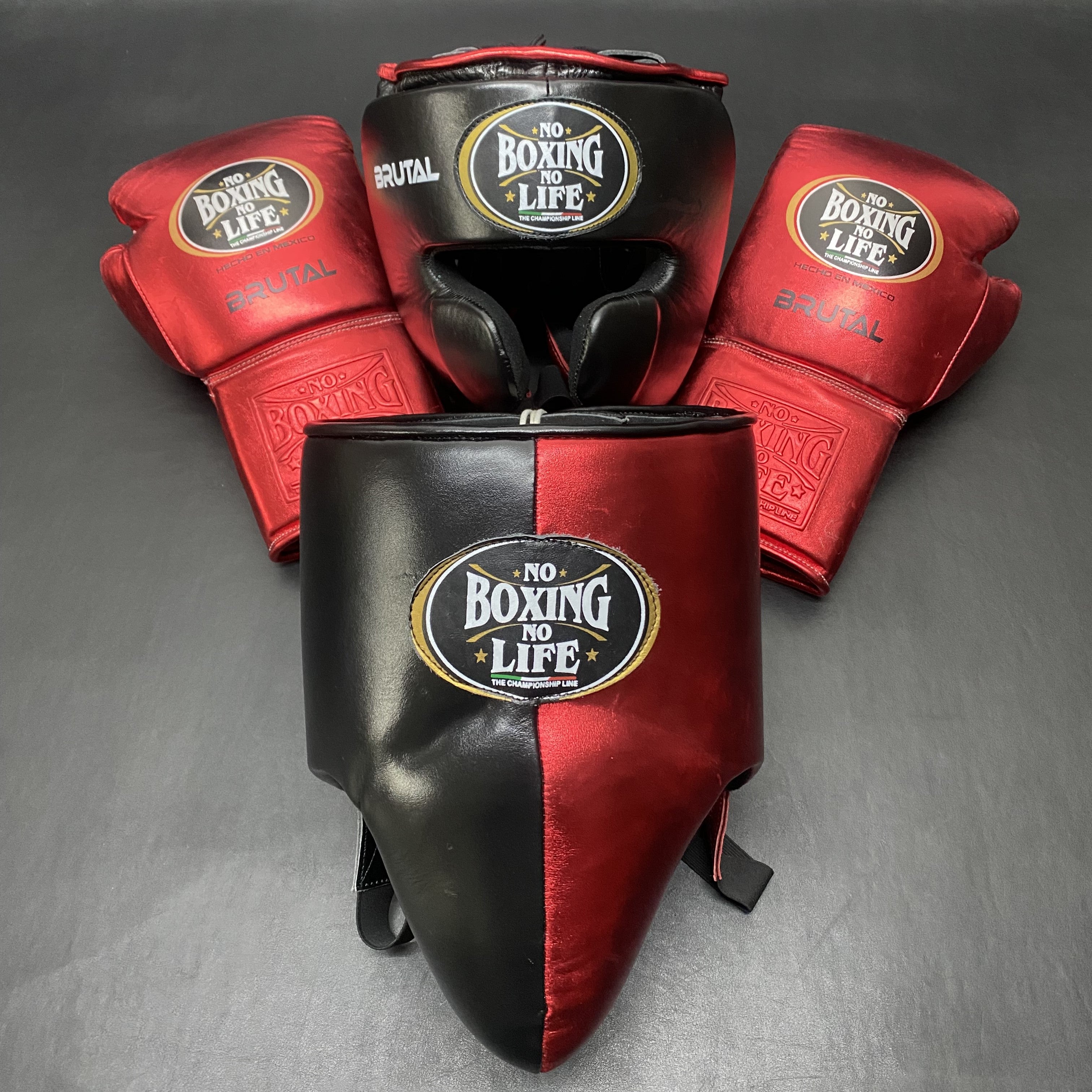 Customizable Red and Black No Boxing No Life Boxing Set With Cheeks Head Guard
