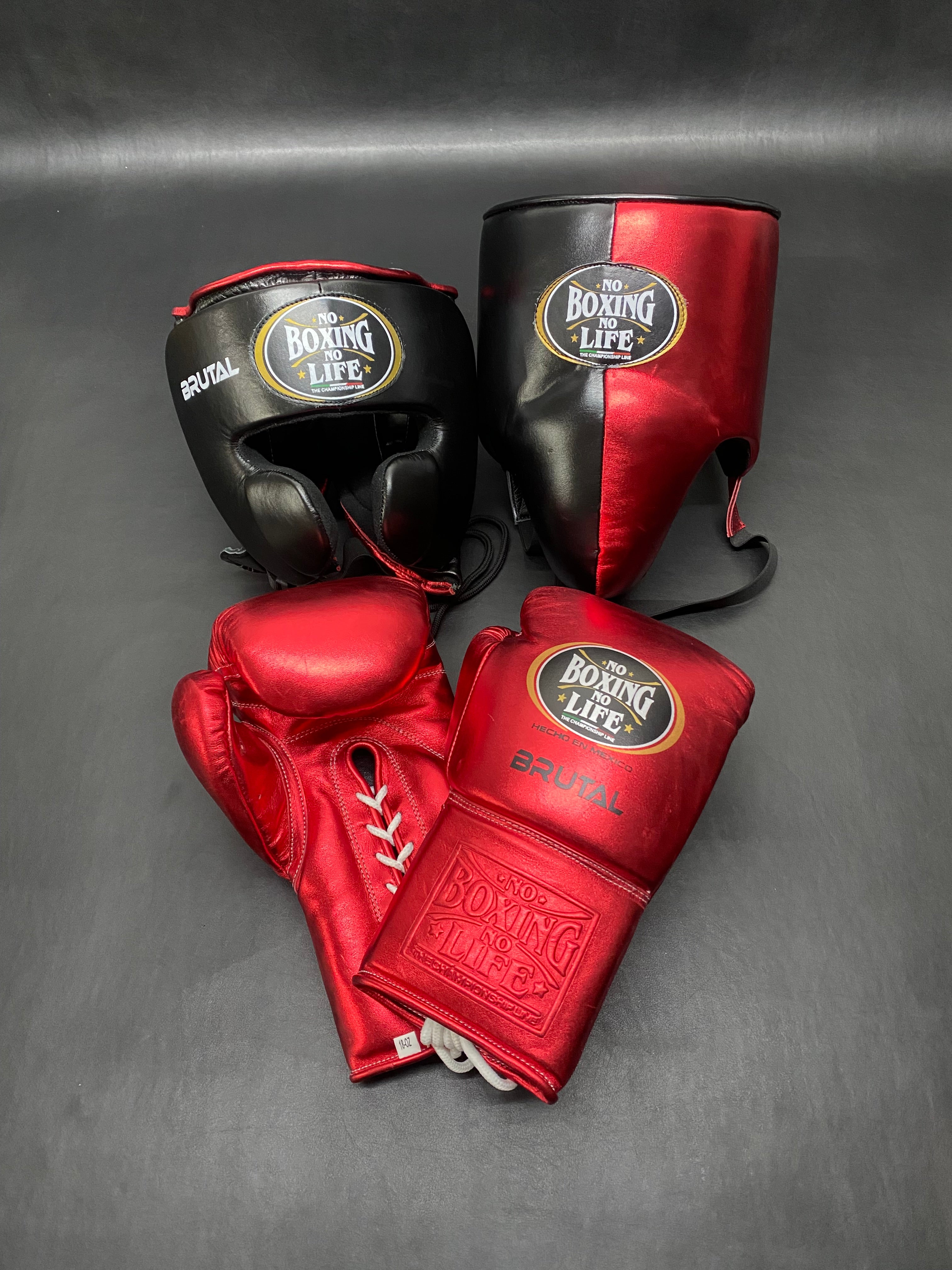 Customizable Red and Black No Boxing No Life Boxing Set With Cheeks Head Guard