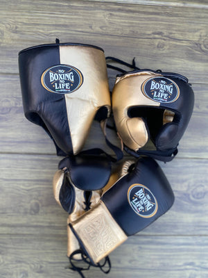 Customizable Black and Gold No Boxing No Life Boxing Sets With Cheeks Head Guard