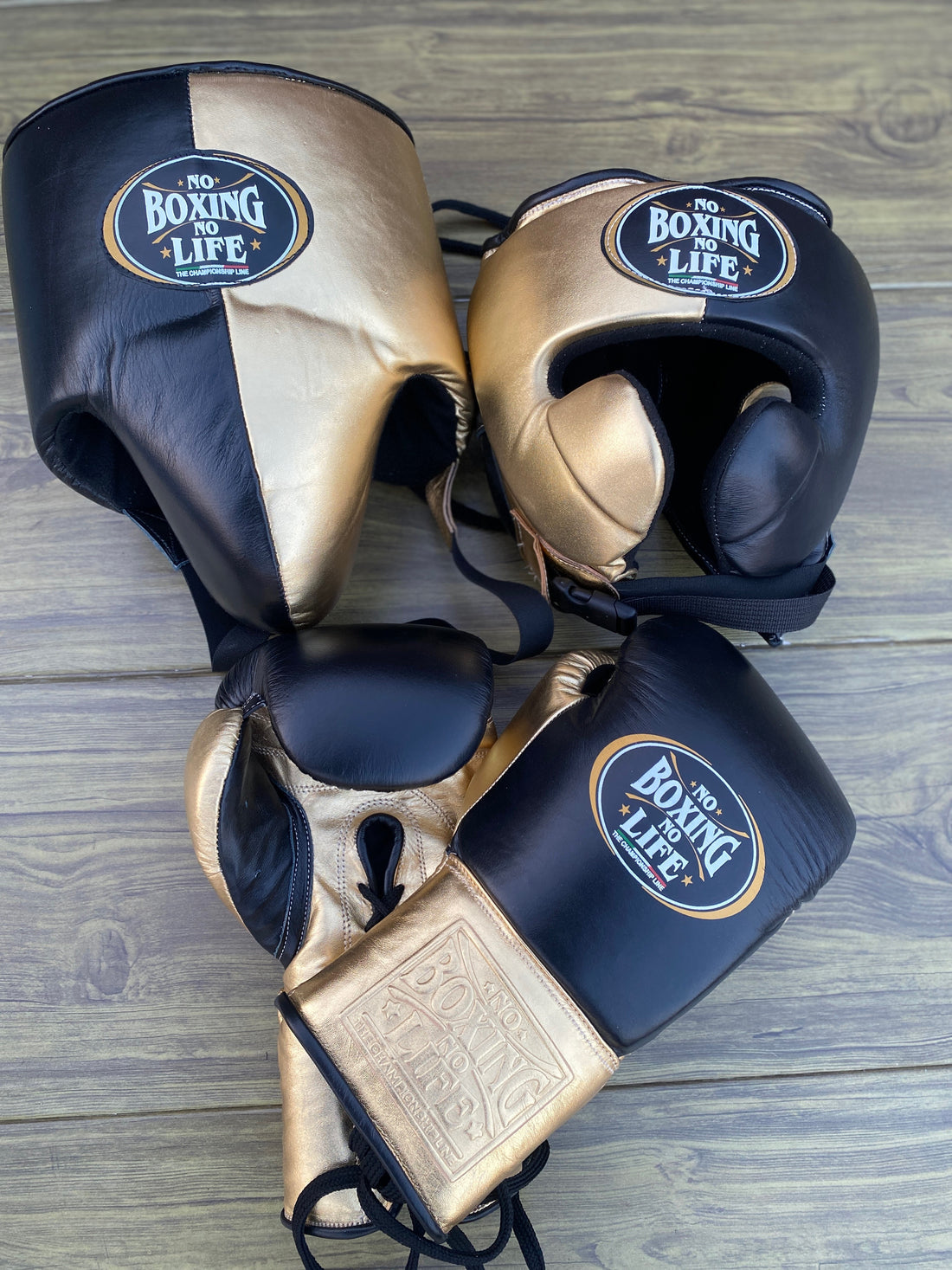 Customizable Black and Gold No Boxing No Life Boxing Sets With Cheeks Head Guard