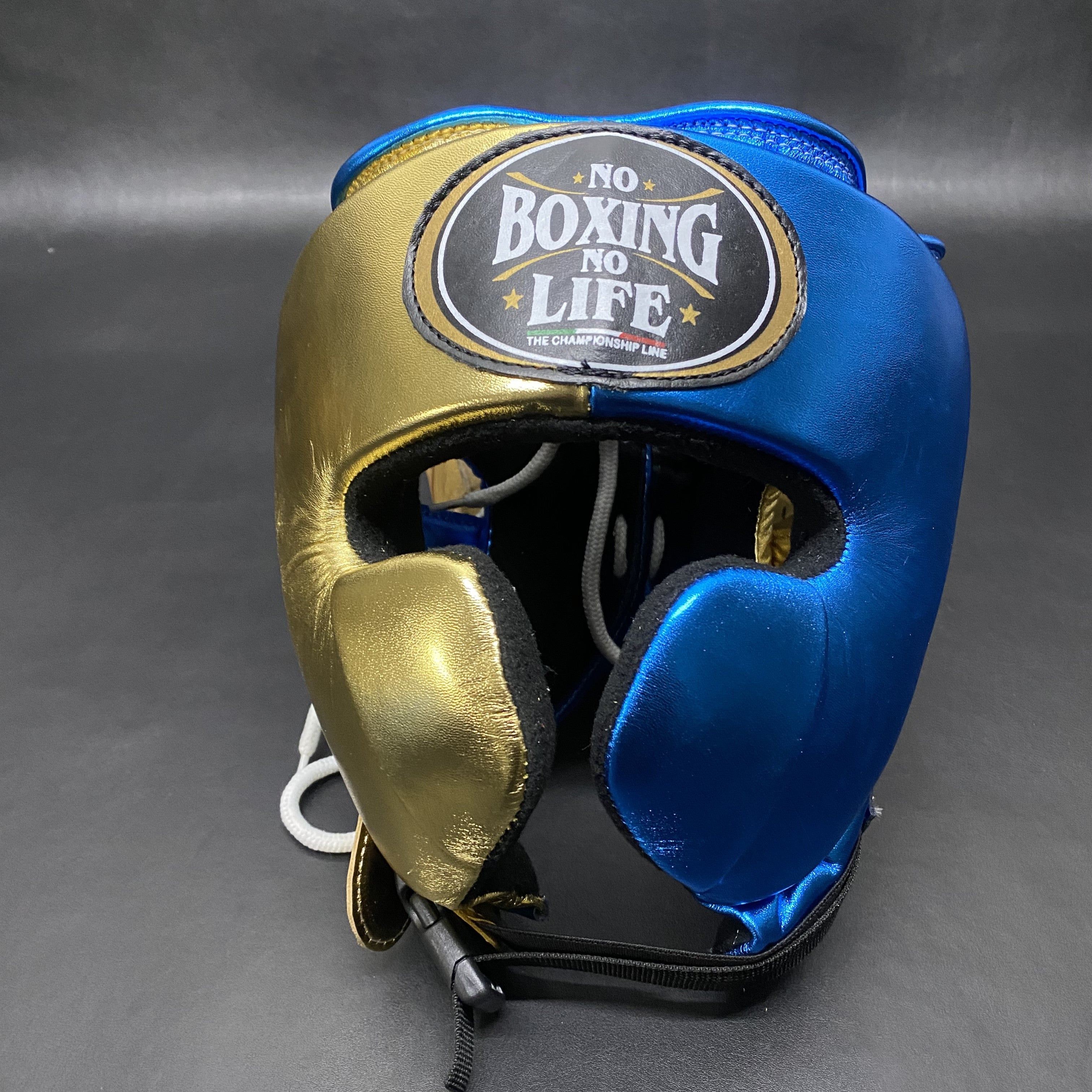 Customizable Gold and Blue No Boxing No Life Boxing Head Guard