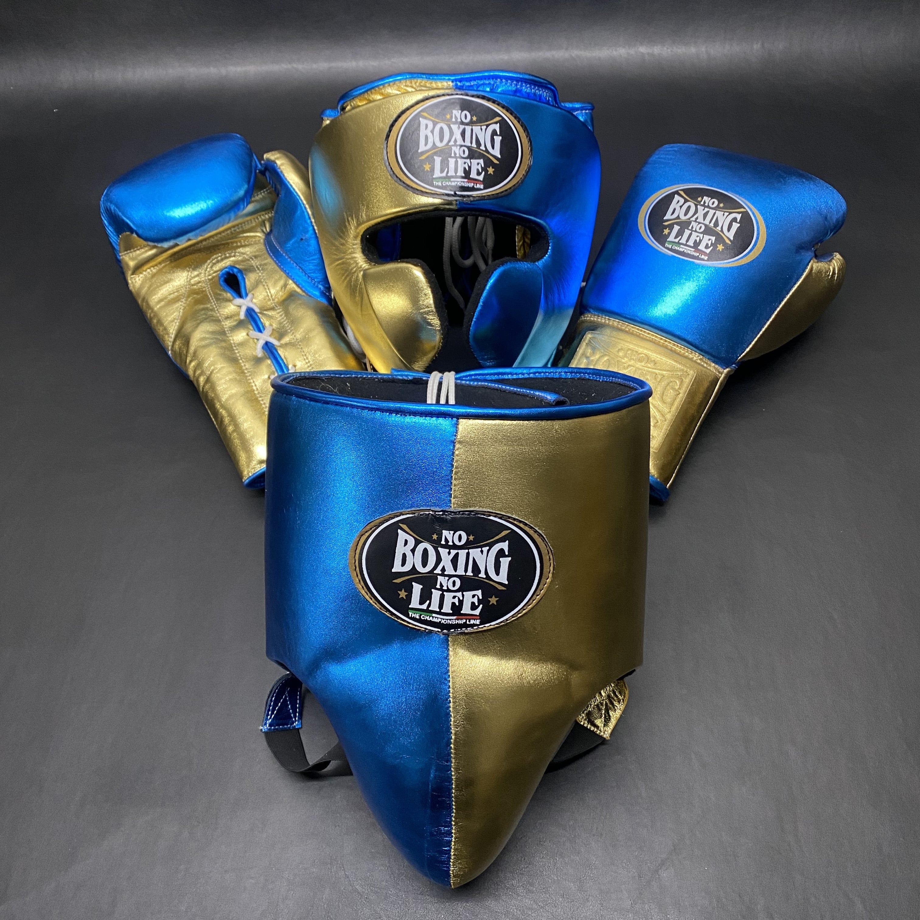 Customizable Blue and Gold No Boxing No Life Boxing Set With Cheeks Head Guard