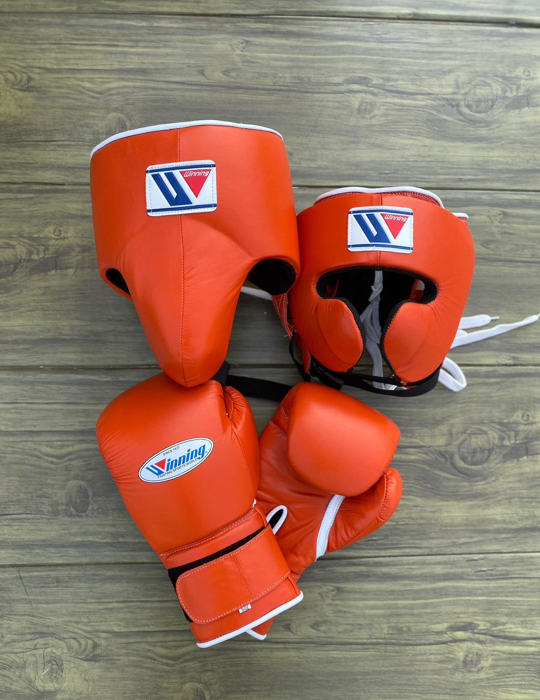 Customizable Orange Winning Boxing Sets With Cheeks Head Guard