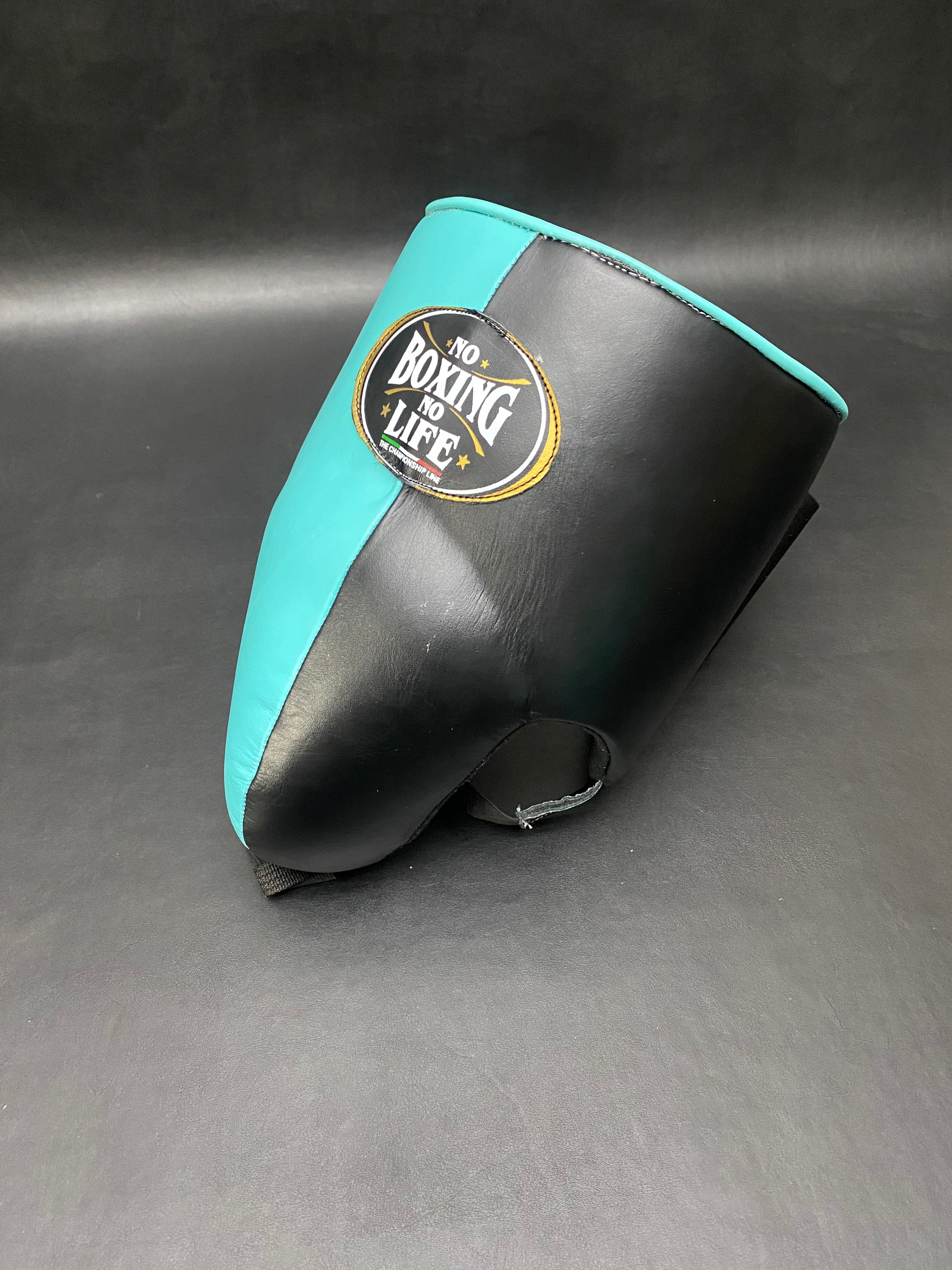 Customizable Turquoise blue and Black No Boxing No Life Boxing Groin Guards