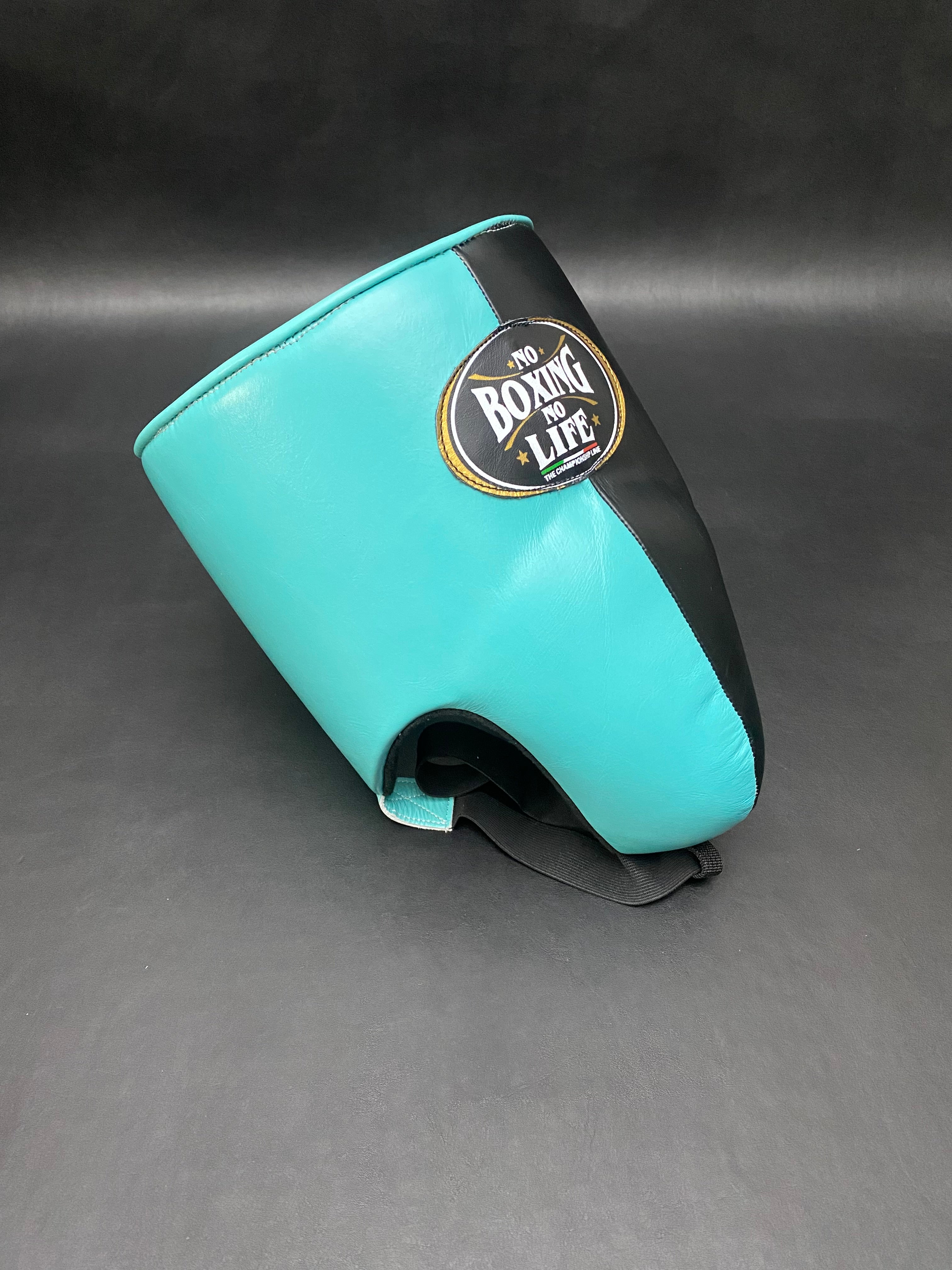 Customizable Turquoise blue and Black No Boxing No Life Boxing Groin Guards