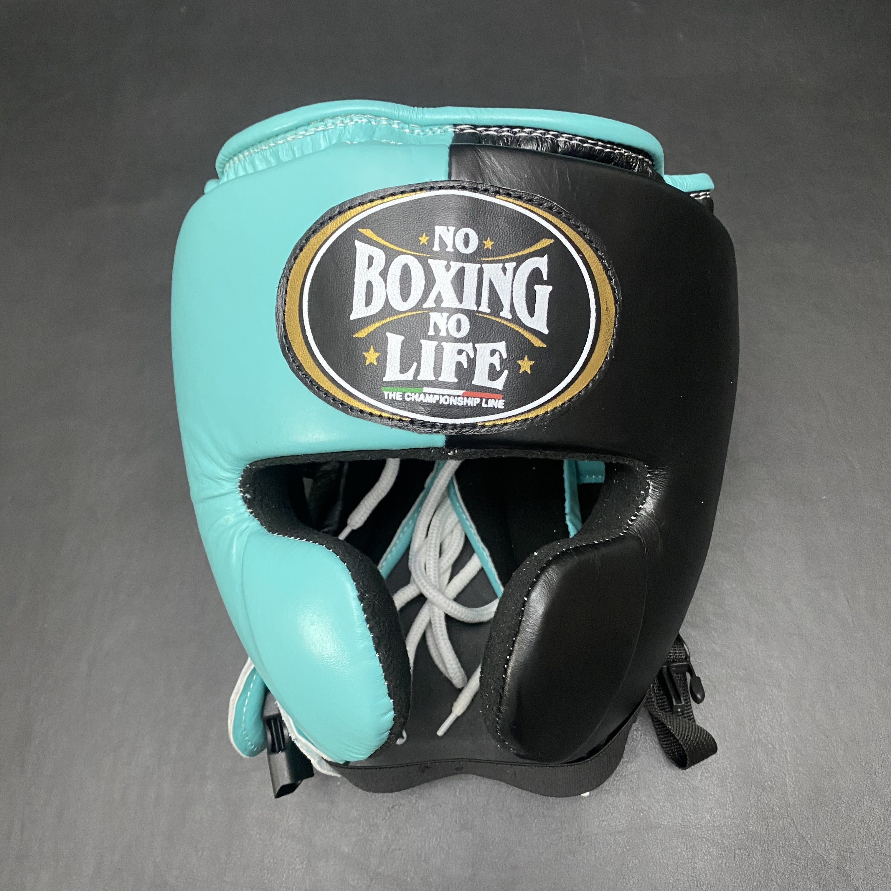 Customizable Turquoise Blue and Black No Boxing No Life Boxing Head Guard