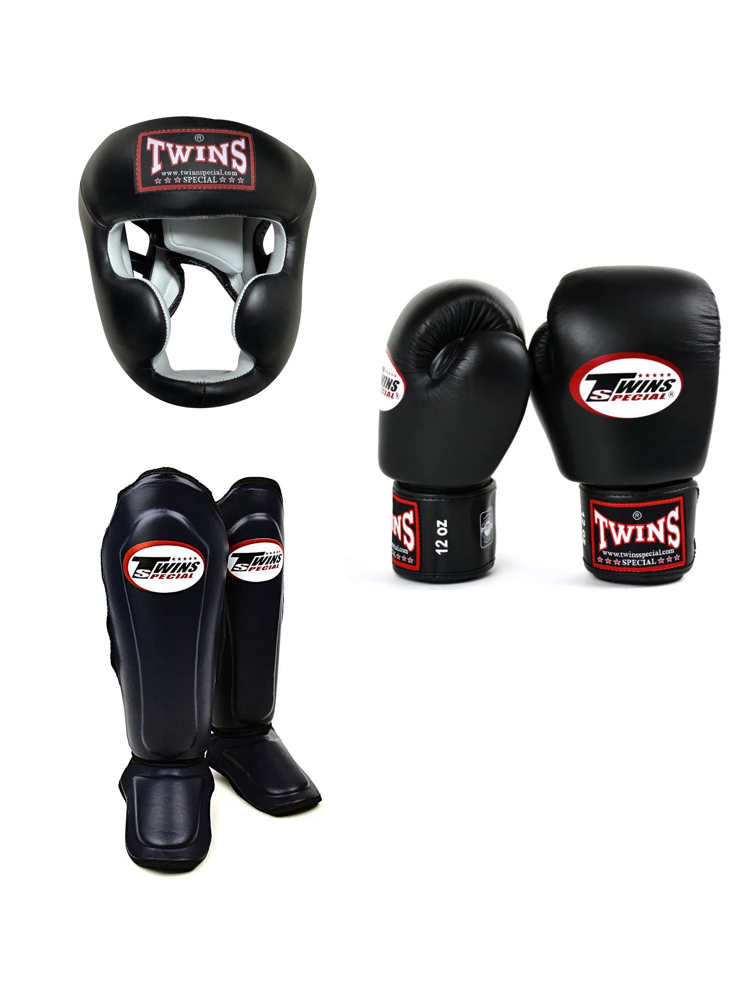 Twins Boxing Set With Cheeks Head Guard & Shin Guard
