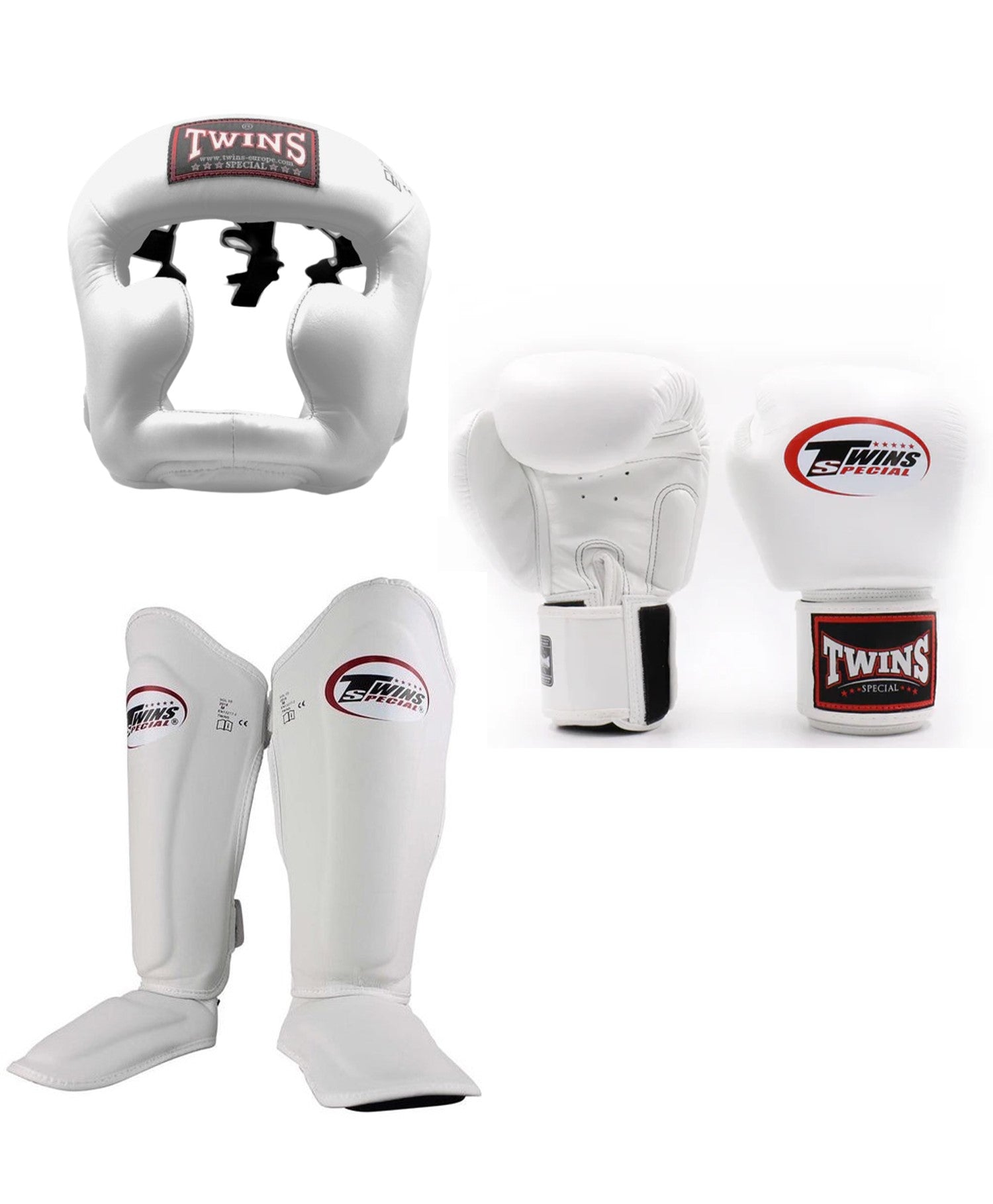 Twins Boxing Set With Cheeks Head Guard & Shin Guard