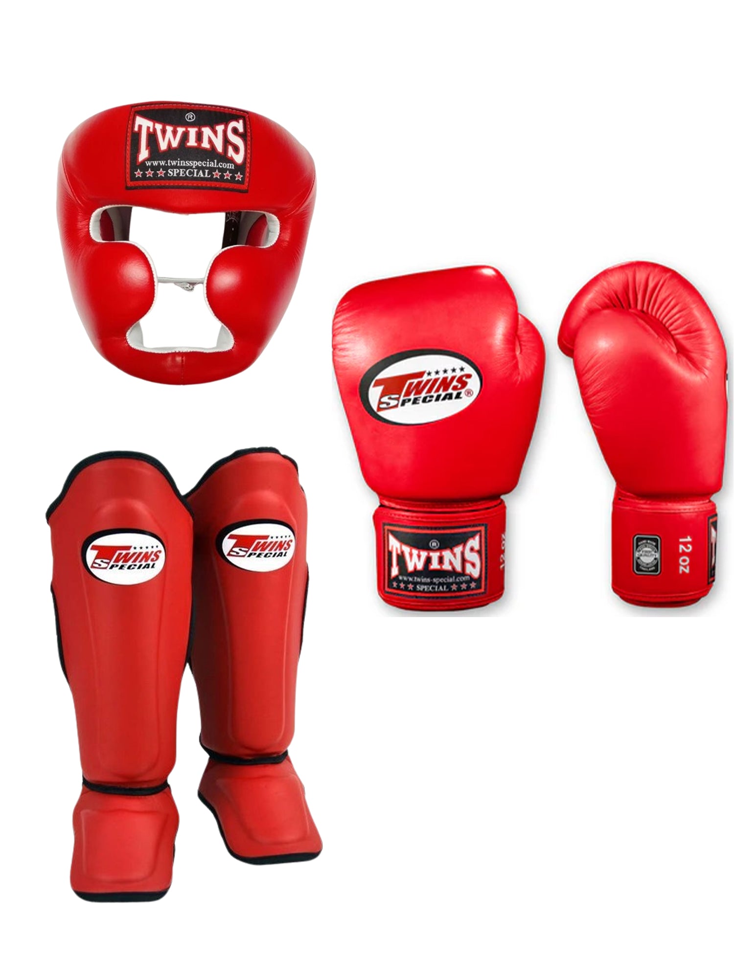 Twins Boxing Set With Cheeks Head Guard & Shin Guard