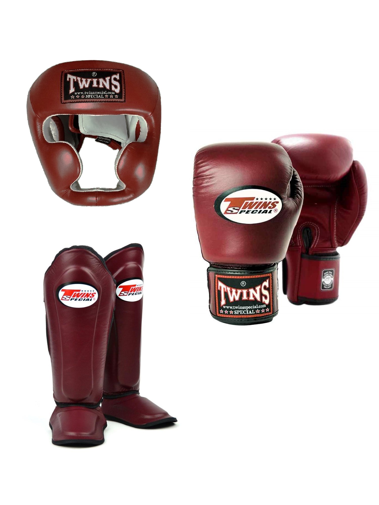 Twins Boxing Set With Cheeks Head Guard & Shin Guard