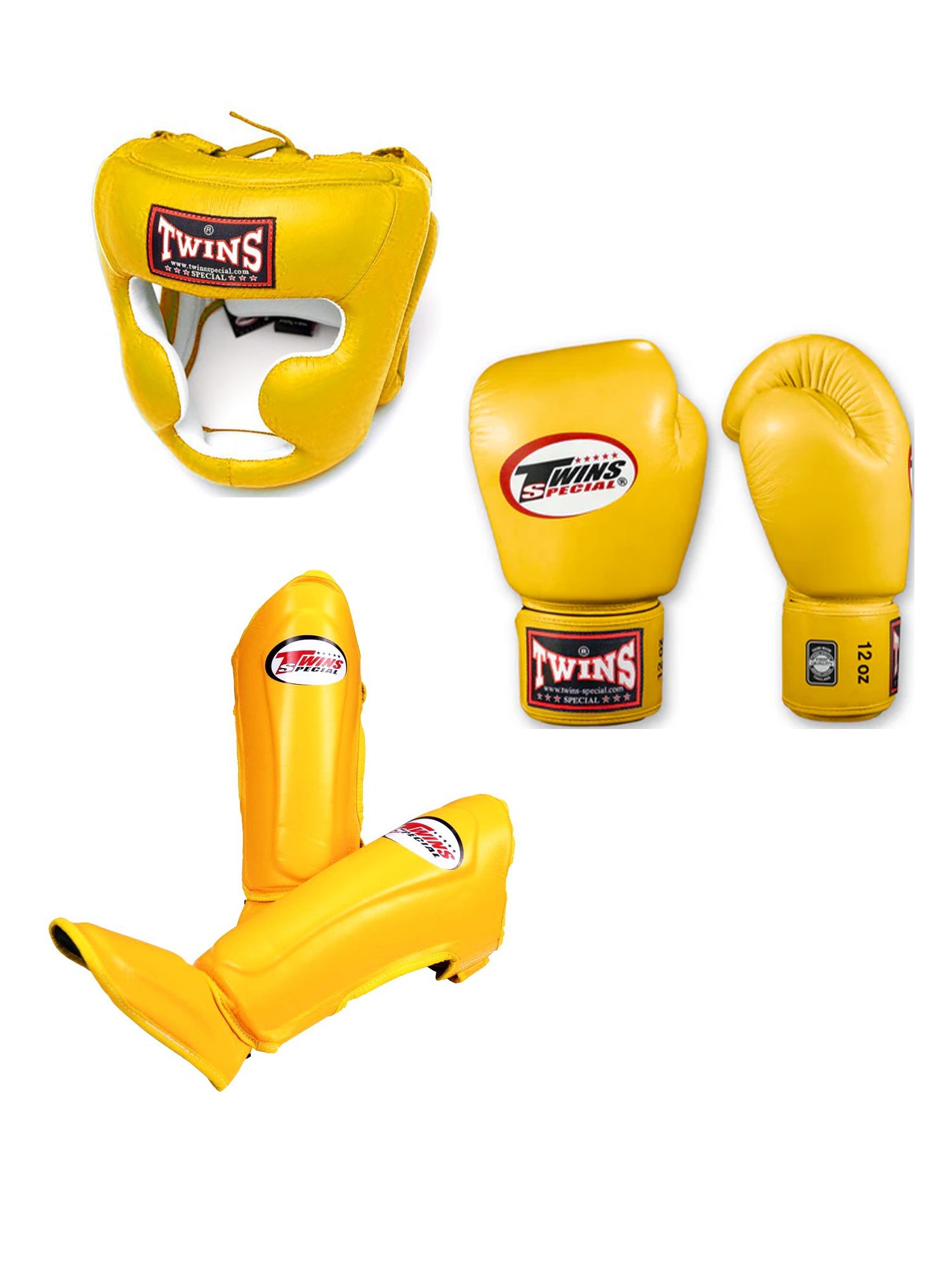 Twins Boxing Set With Cheeks Head Guard & Shin Guard