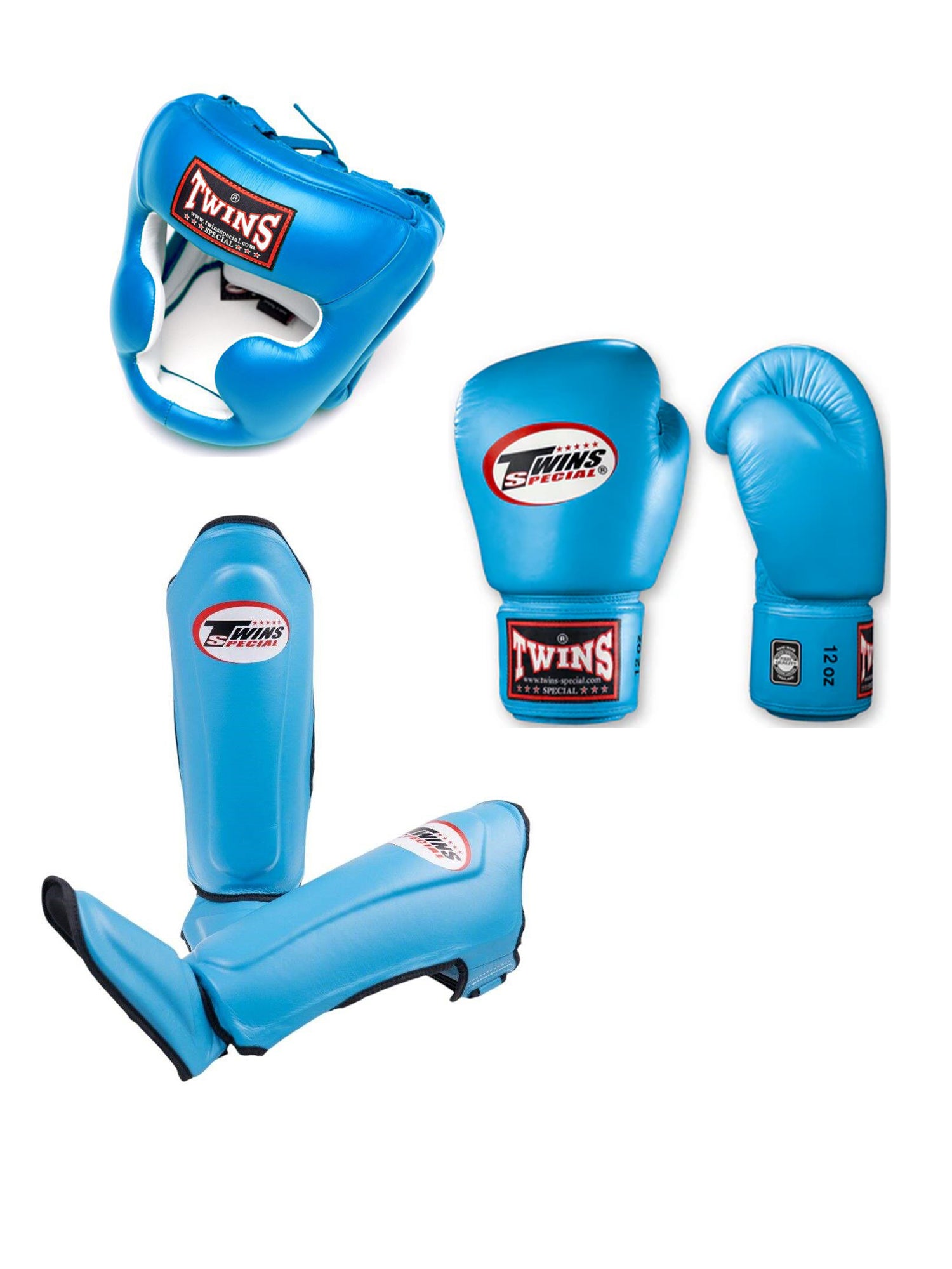 Twins Boxing Set With Cheeks Head Guard & Shin Guard
