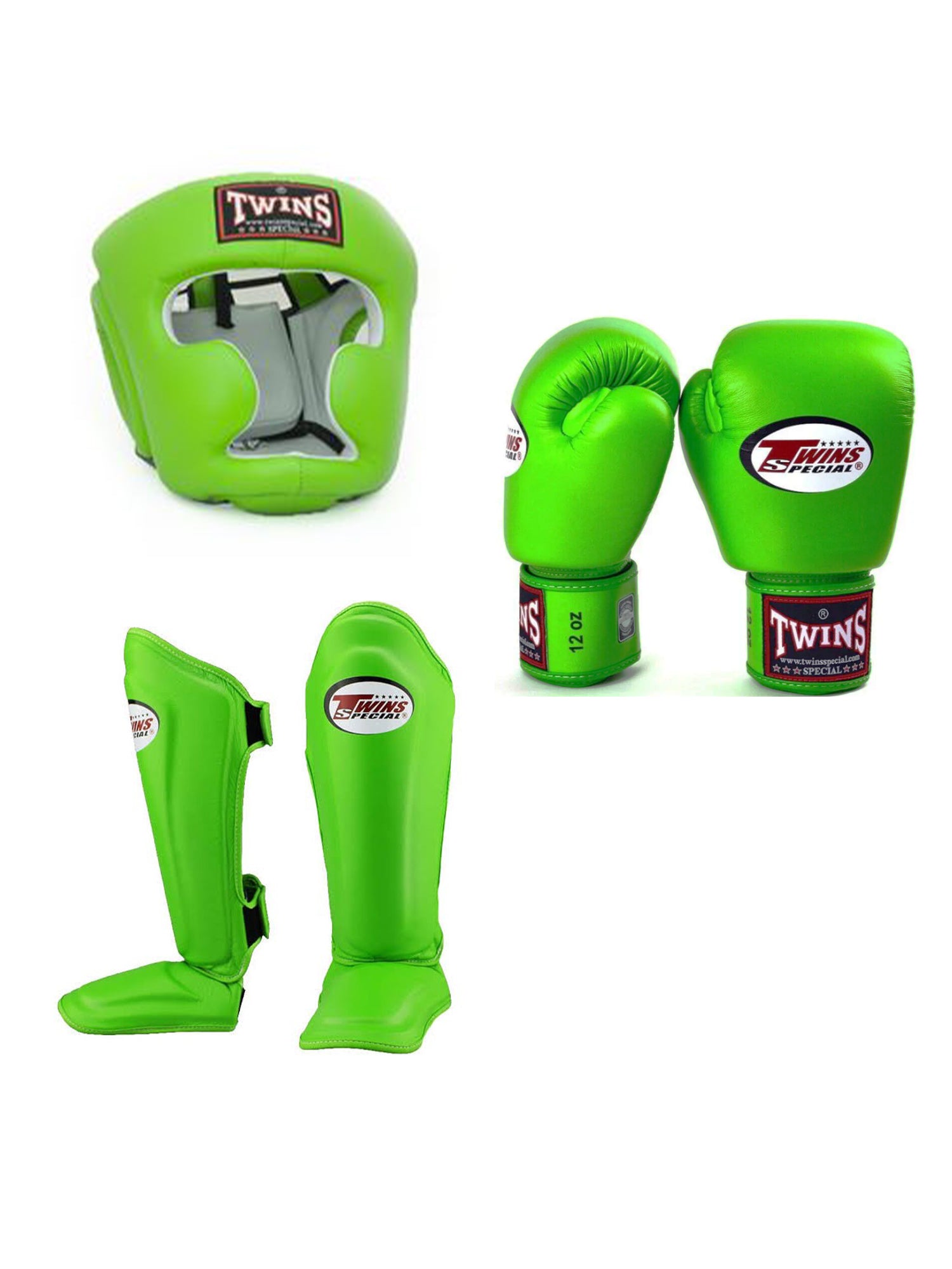 Twins Boxing Set With Cheeks Head Guard & Shin Guard
