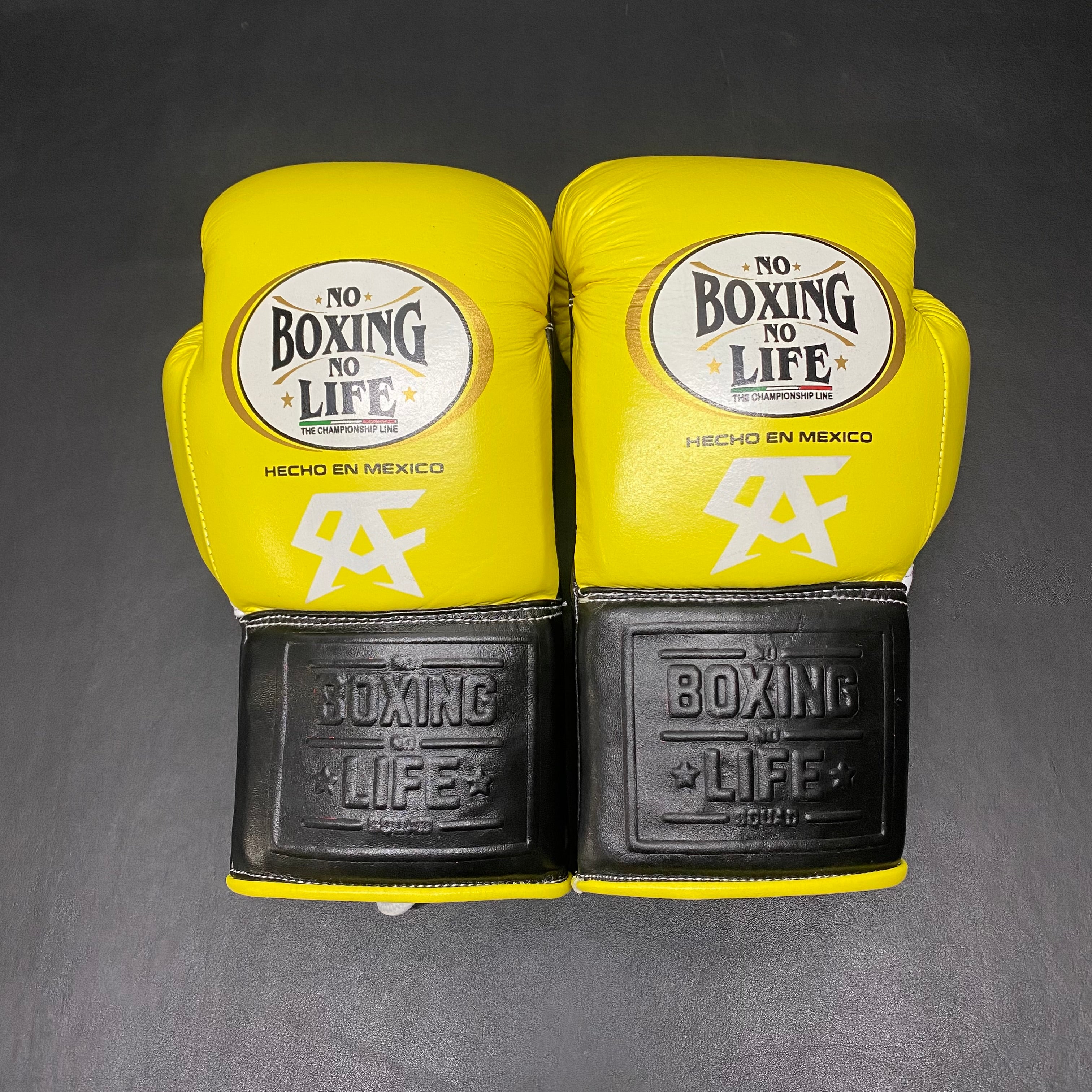 Customizable Yellow and Black No Boxing No Life Boxing Gloves, No Boxing No Life Lace Up Boxing Gloves