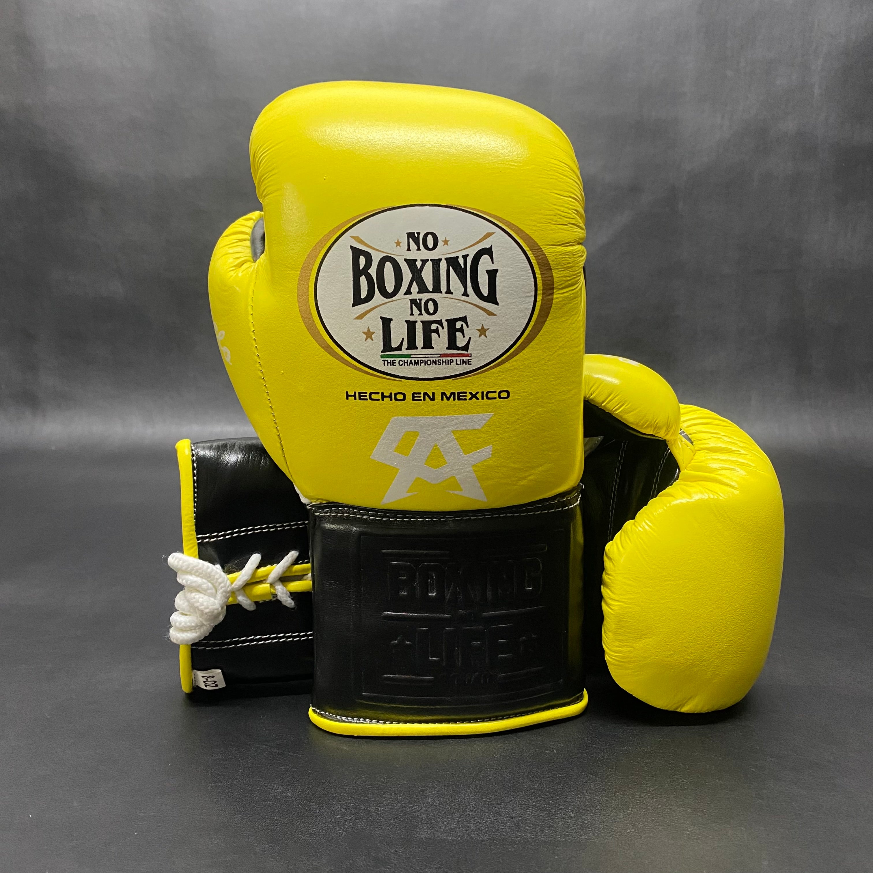 Customizable Yellow and Black No Boxing No Life Boxing Gloves, No Boxing No Life Lace Up Boxing Gloves
