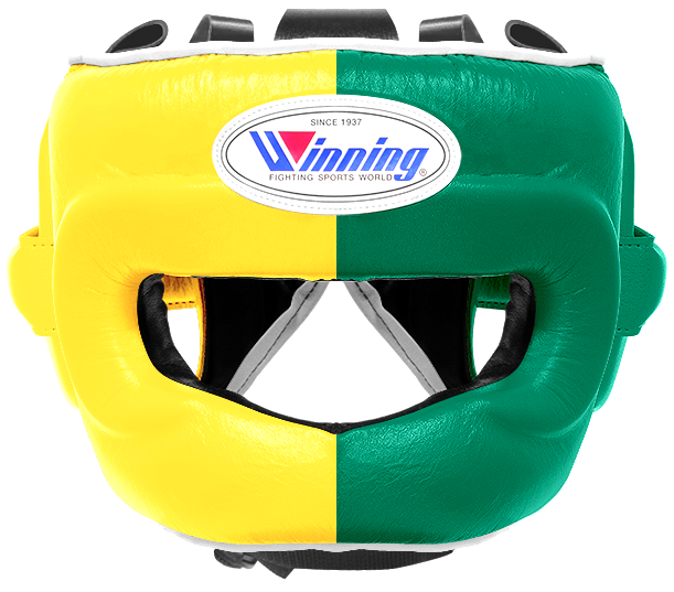 Customizable Yellow and Green Winning Boxing Sets With Nose Bar Head Guard