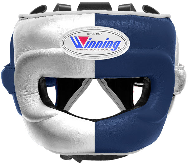 Customizable Silver and Navy Winning Boxing Sets With Nose Bar Head Guard