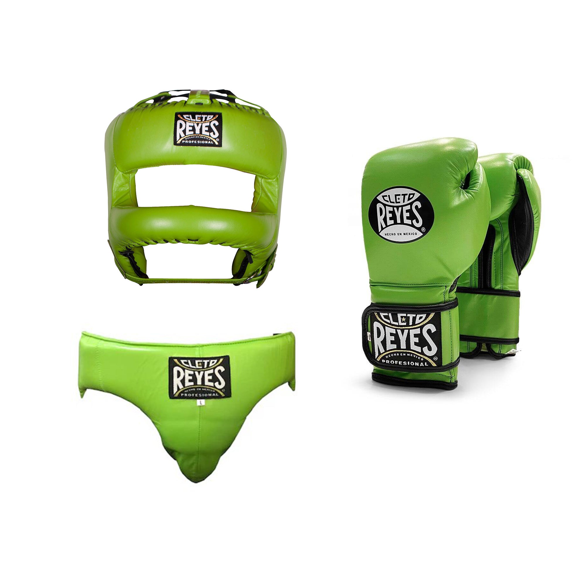Customizable Green Cleto Reyes Boxing Sets Full Face Head Guard and Groin Protector