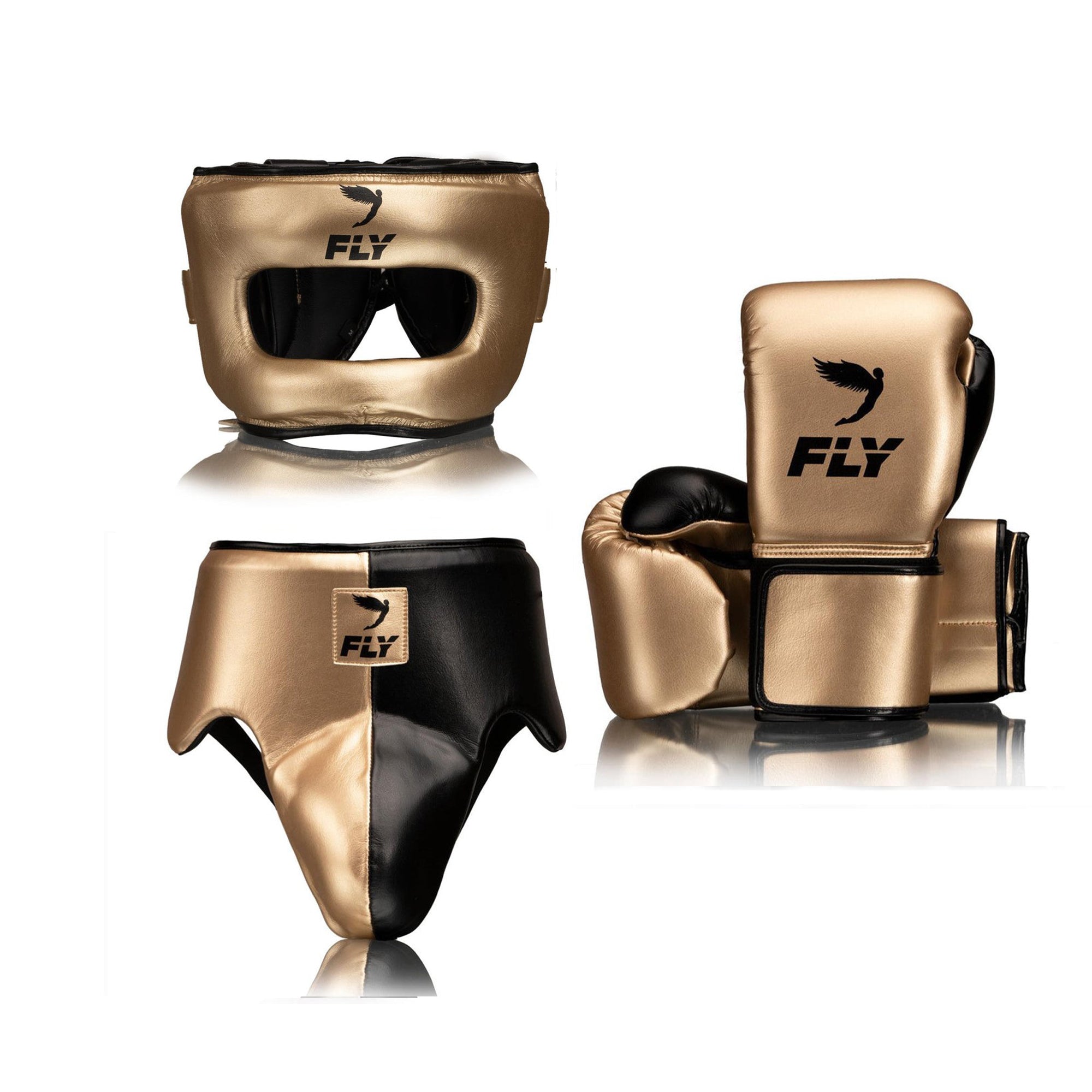 Customizable Gold and Black Fly Boxing Set, Fly Velcro Boxing Gloves, and Full Face Head Guard Christmas Gift for Men's and Women's, Thanksgiving Gifts for Him and Her