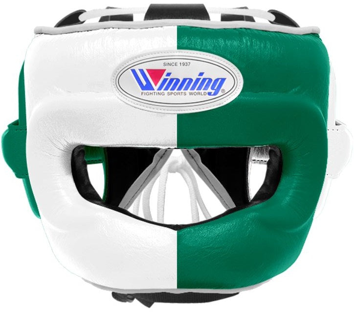 Winning Full Face Boxing Headgear - White & Pink
