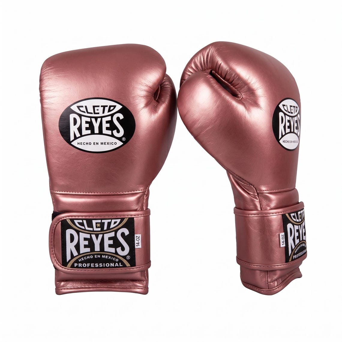 Cleto Reyes | Metallic Rose Gold Boxing Gloves, Luxury Leather Sparring Gear, Cleto Reyes Velcro Boxing Gloves