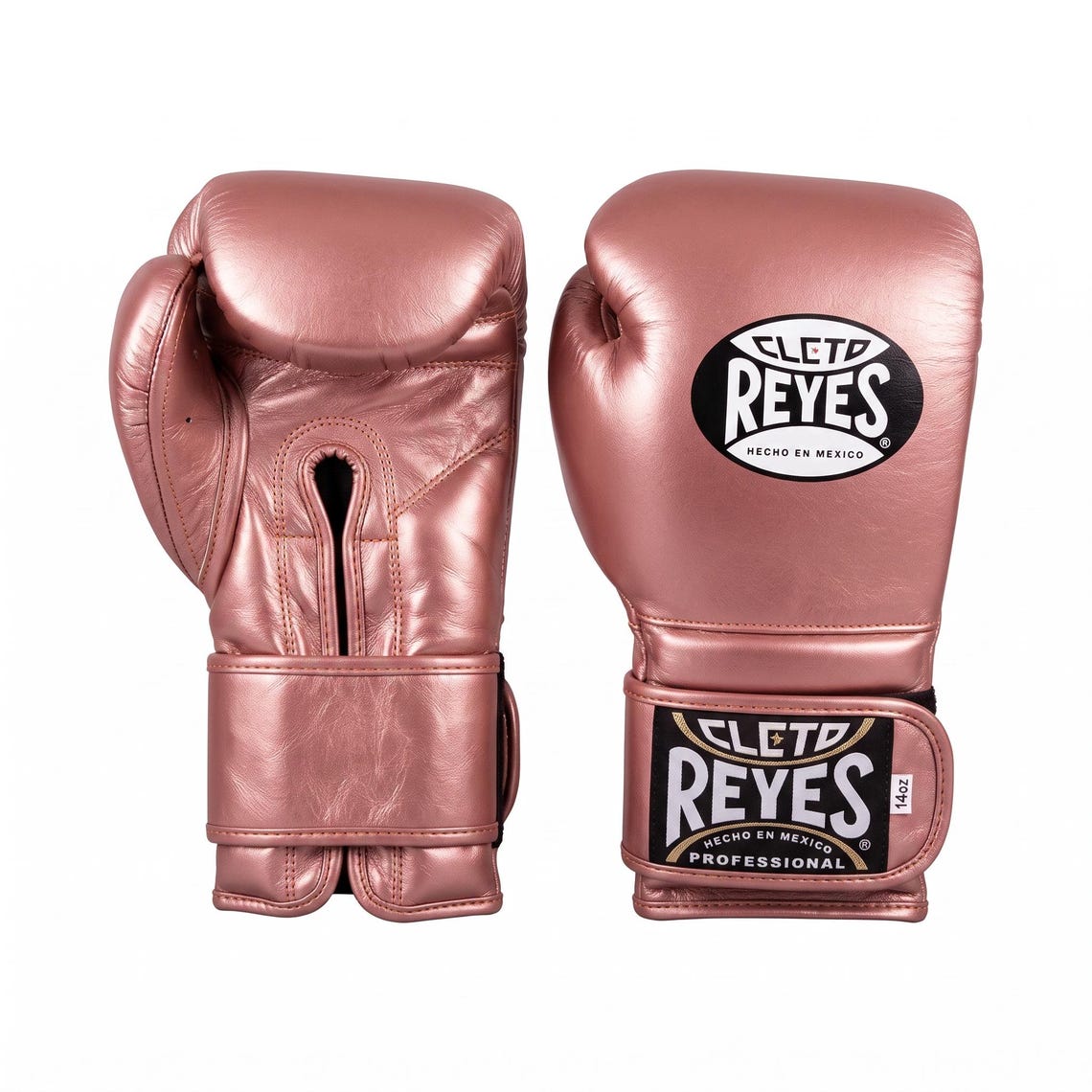 Cleto Reyes | Metallic Rose Gold Boxing Gloves, Luxury Leather Sparring Gear, Cleto Reyes Velcro Boxing Gloves