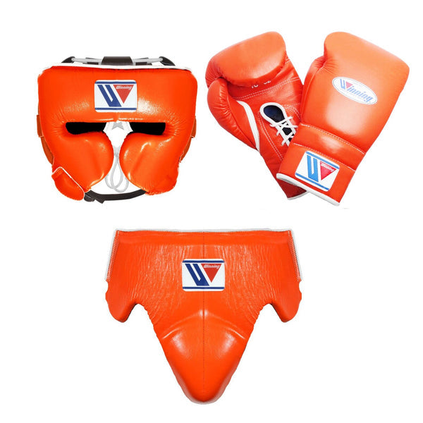 Customizable Orange Winning Boxing Sets With Cheeks Head Guard
