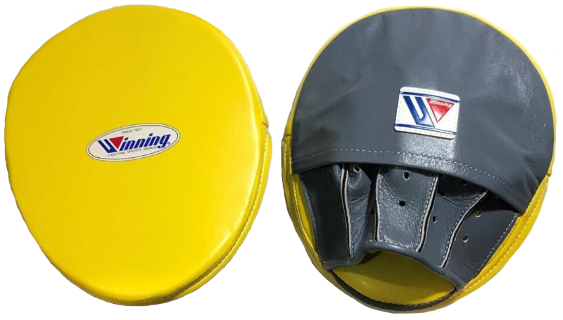 Winning Oval Curved Punch Mitts - White · Gold